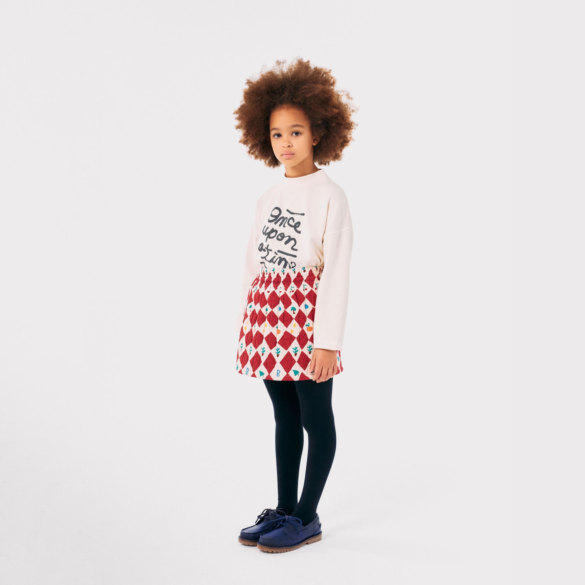 Girls Red Check Cotton Skirt