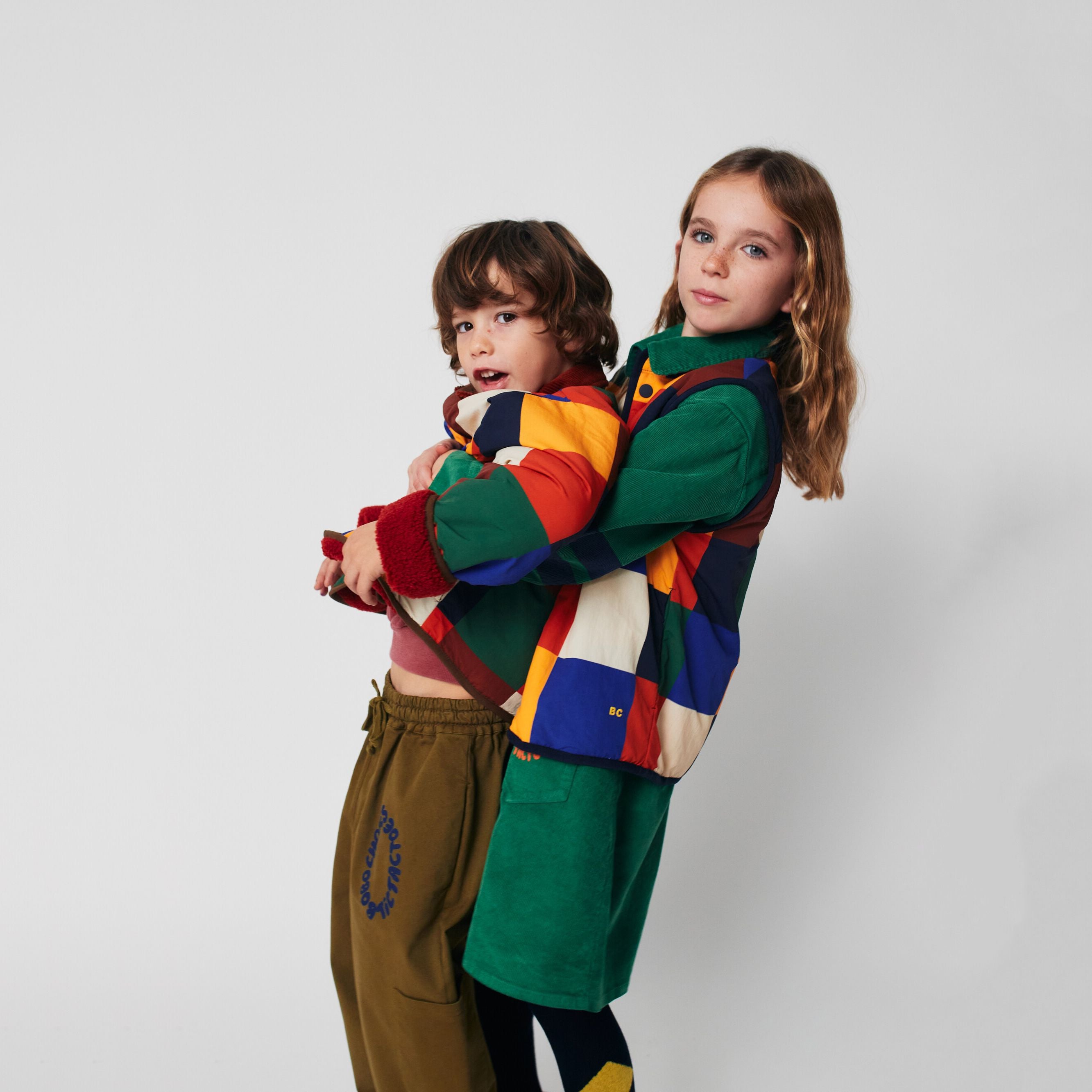 Boys & Girls Multicolor Check Reversible Gilet