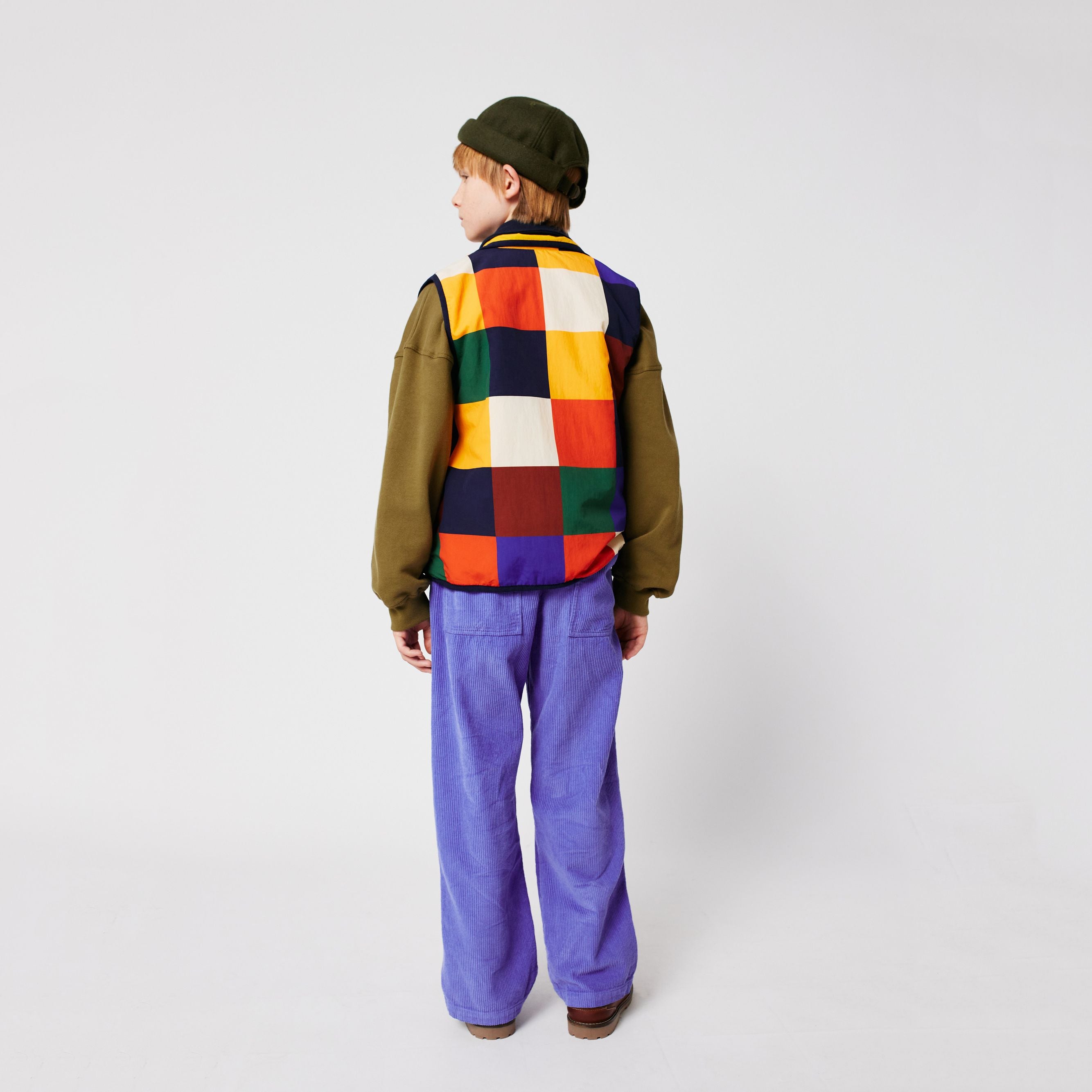 Boys & Girls Multicolor Check Reversible Gilet
