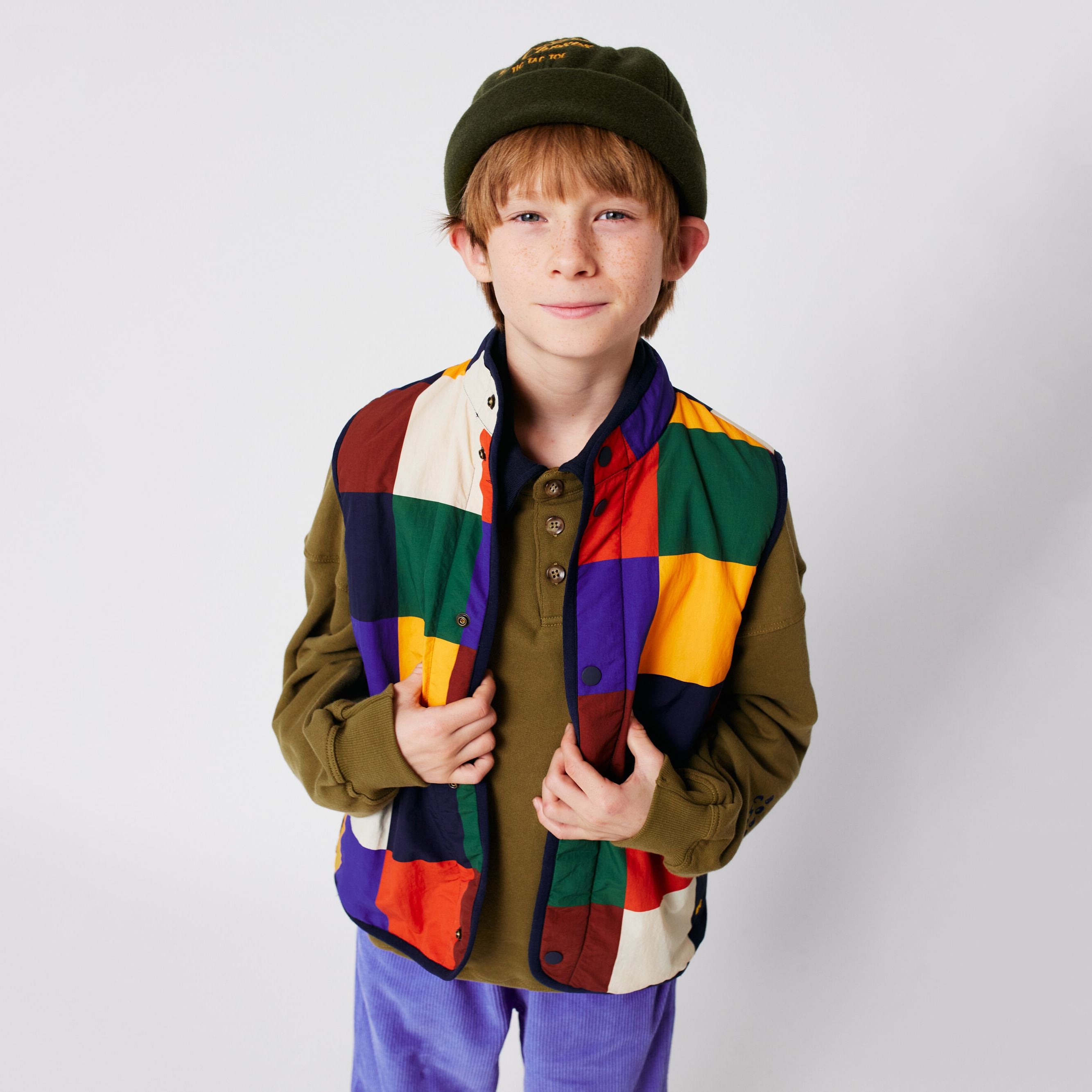 Boys & Girls Multicolor Check Reversible Gilet