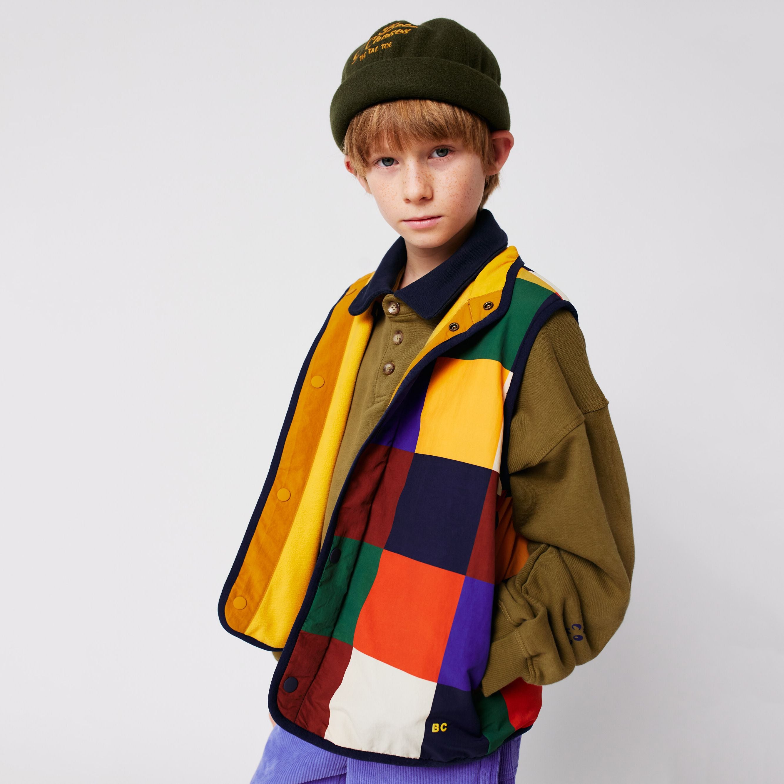 Boys & Girls Multicolor Check Reversible Gilet