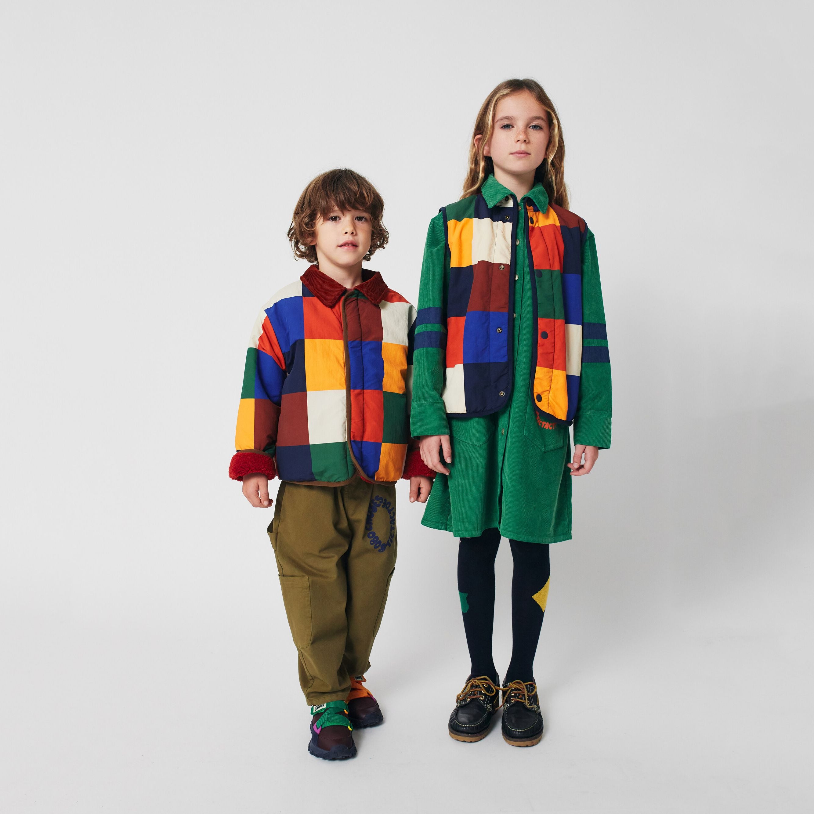 Boys & Girls Multicolor Check Reversible Gilet