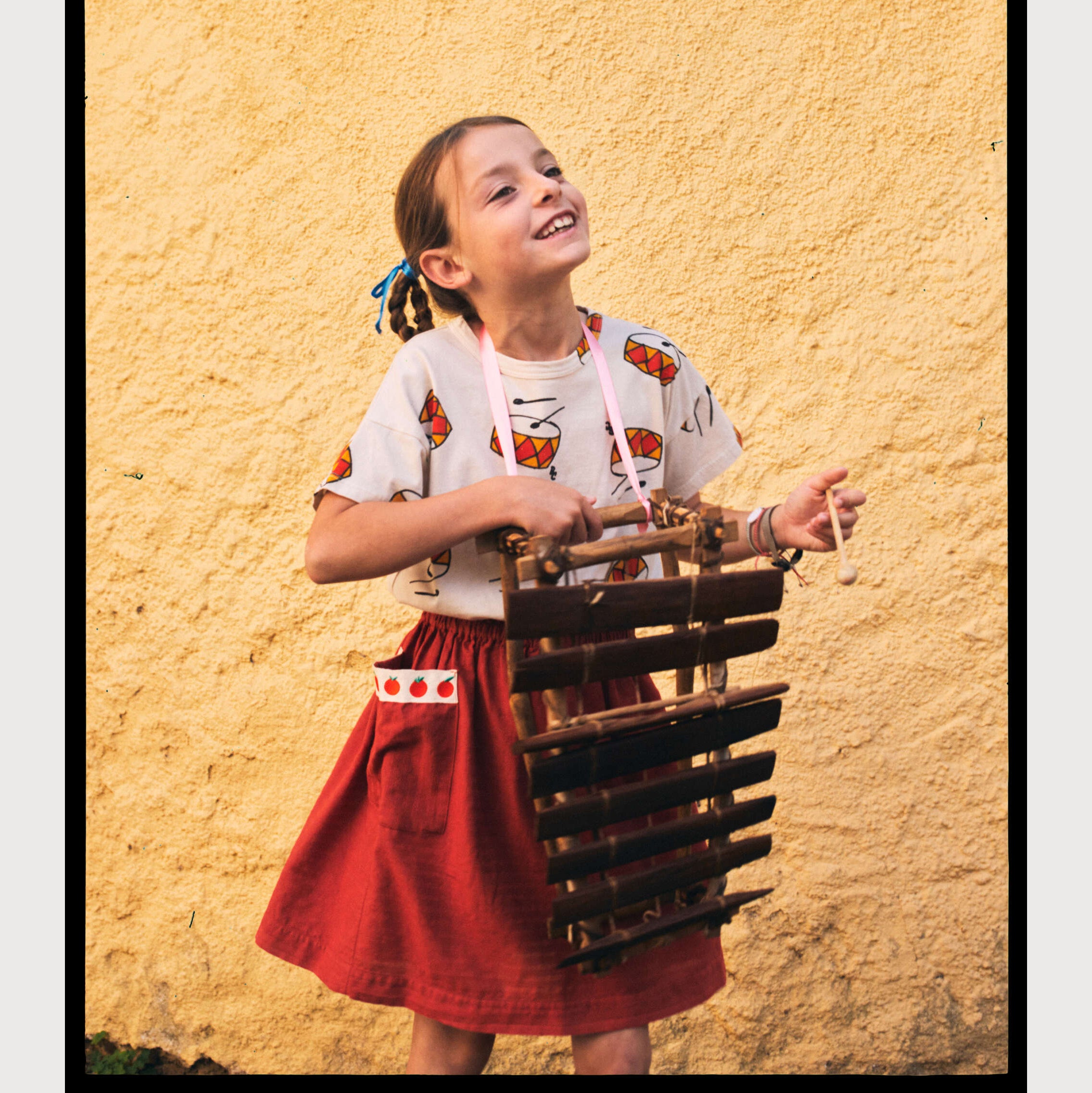 Girls Red Cotton Skirt