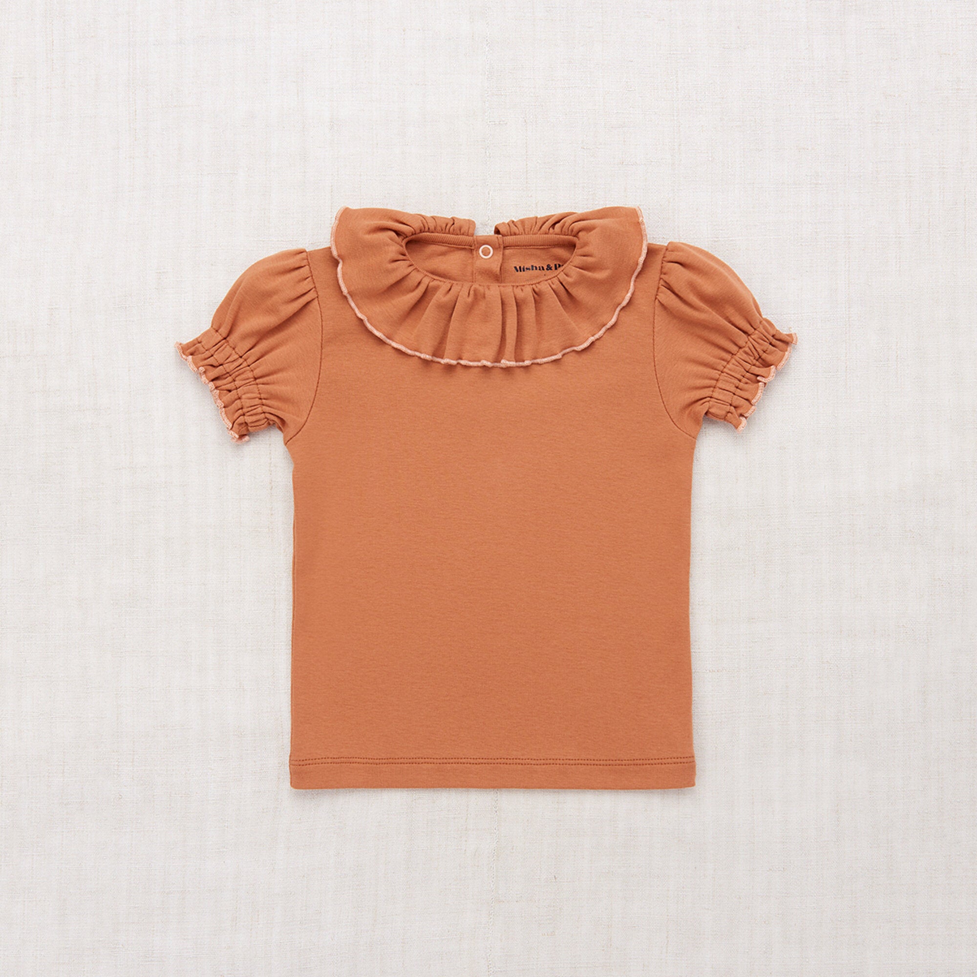 Girls Rose Gold Ruffled Cotton T-Shirt