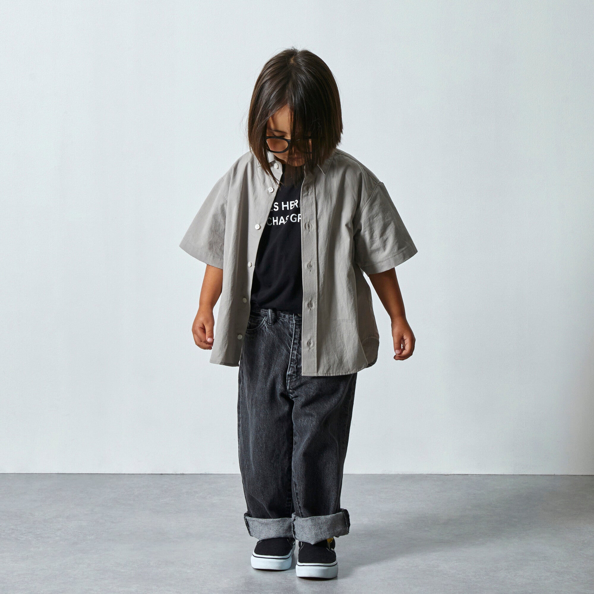 Boys & Girls Grey Cotton Shirt