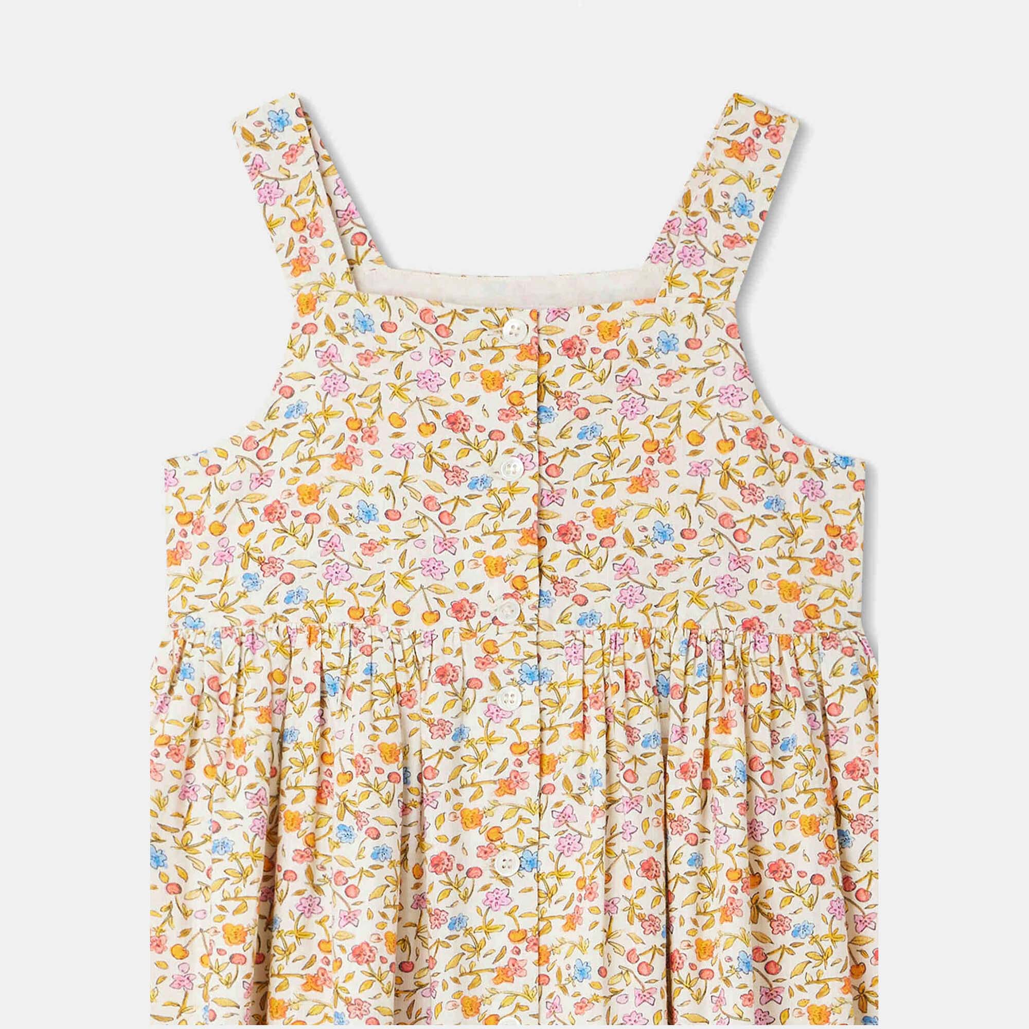 Girls Orange Floral Cotton Dress