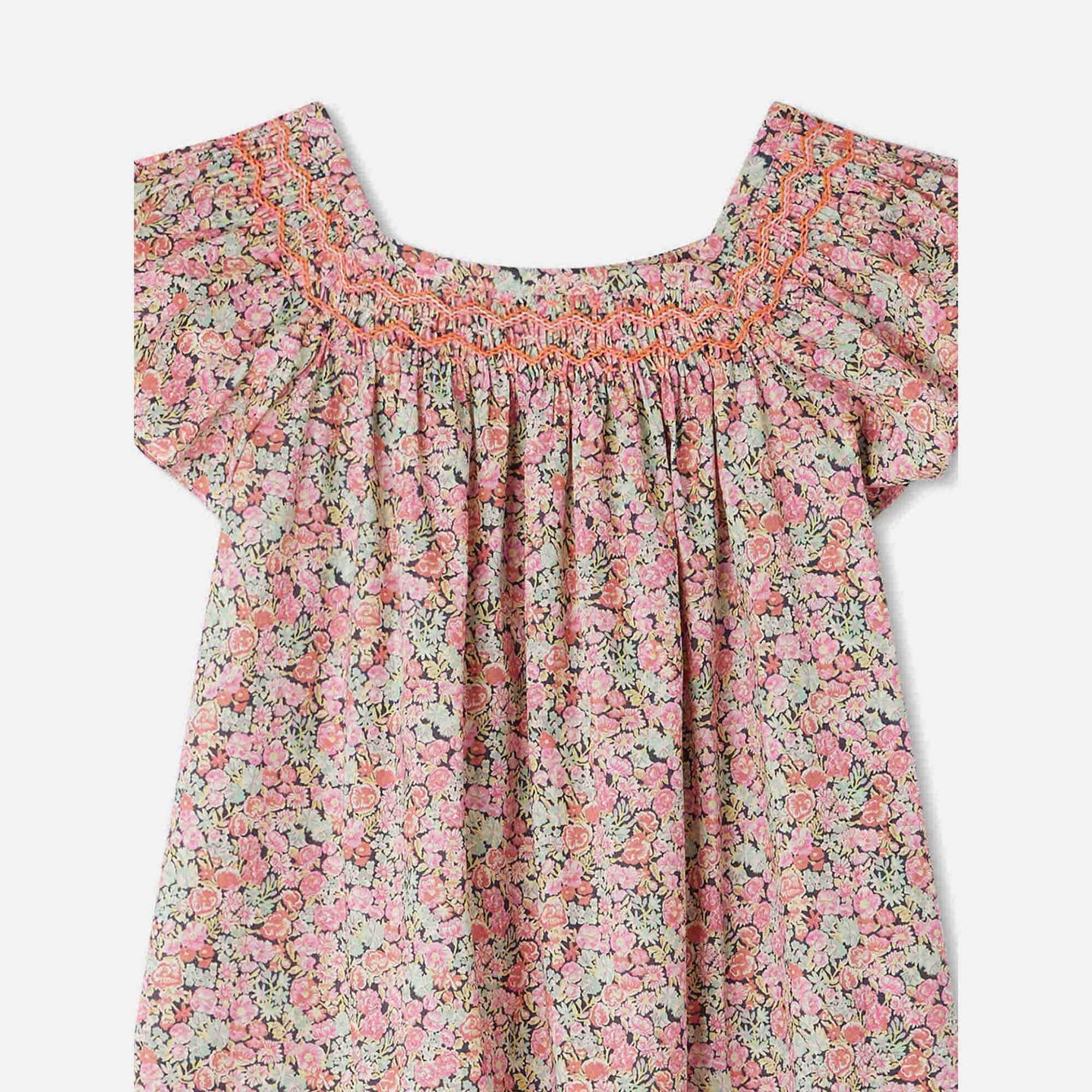 Girls Pink Floral Cotton Dress