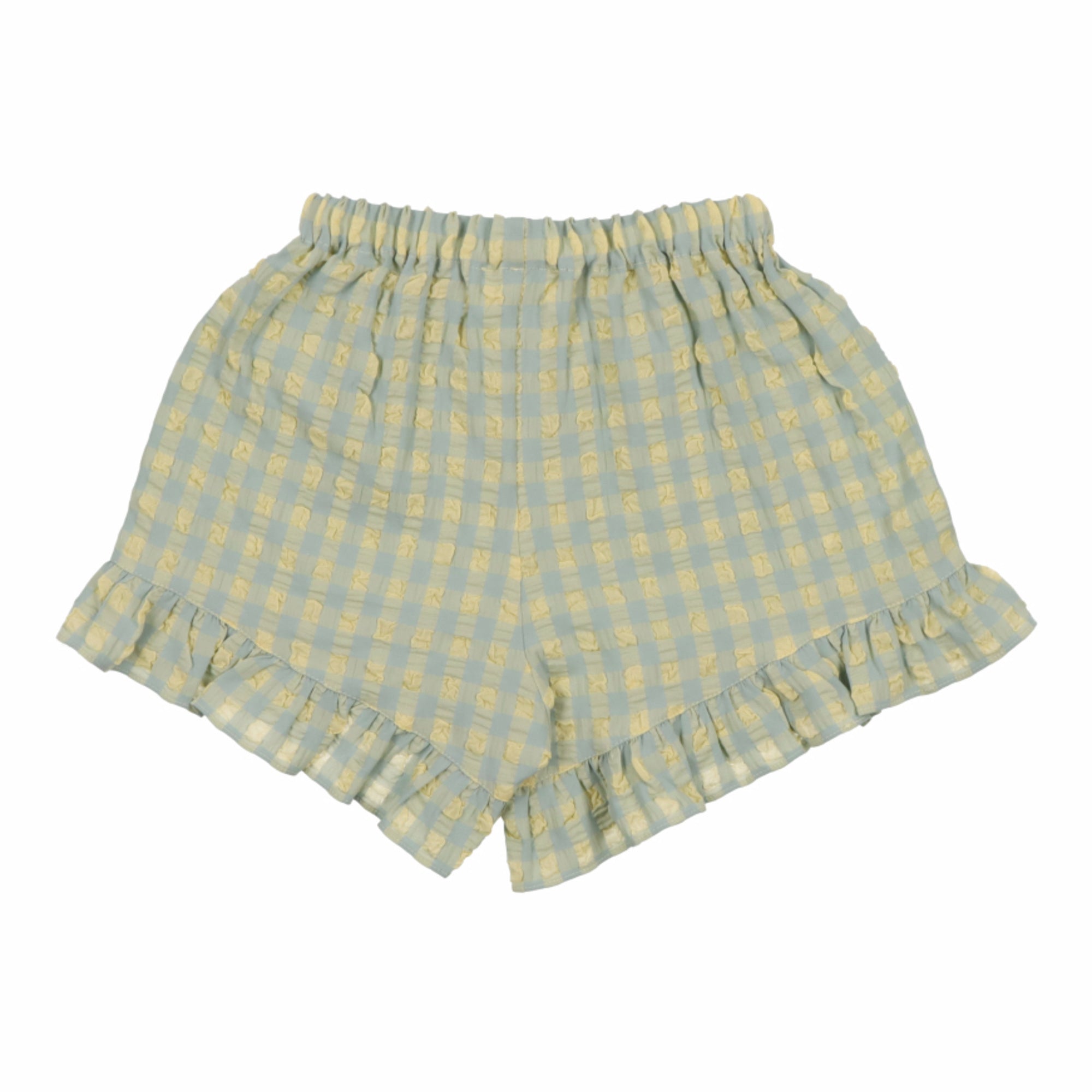 Girls Yellow Check Cotton Shorts