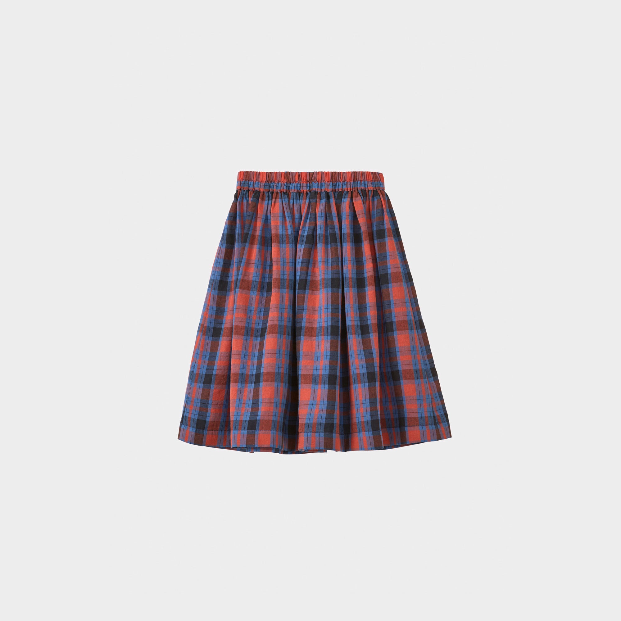 Girls Blue Check Cotton Skirt