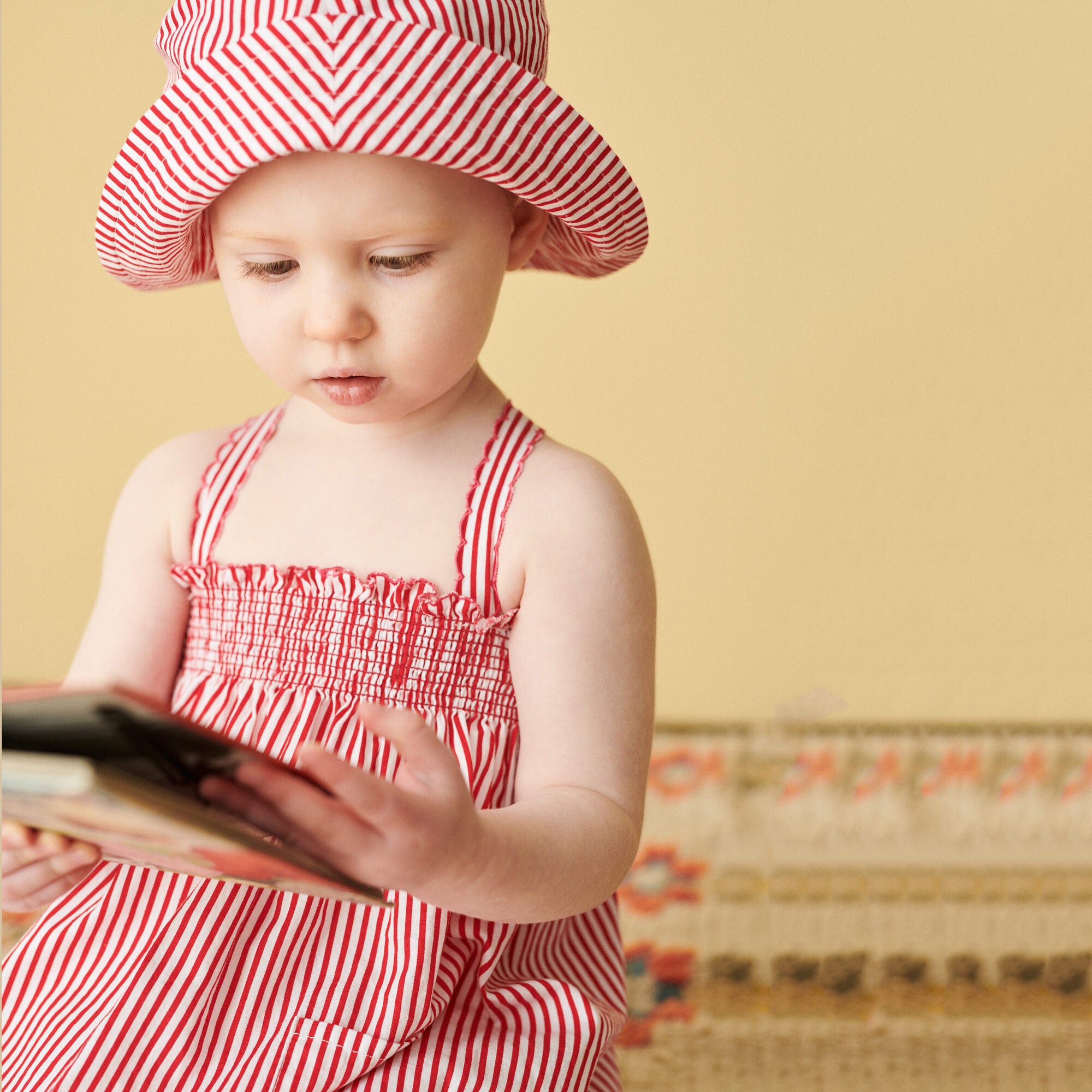 Baby Girls Red Stripes Cotton Dress