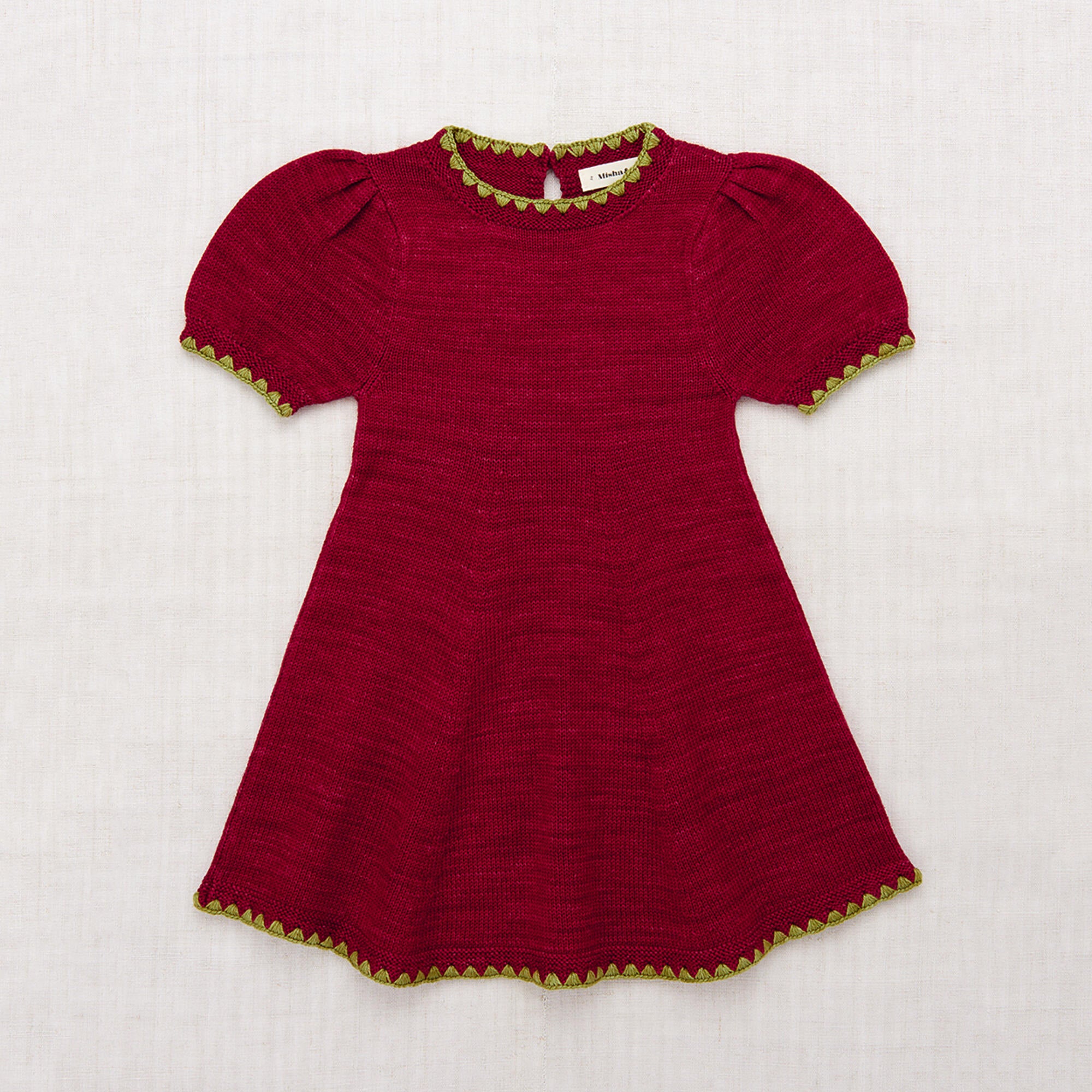 Girls Berry Puff Wool Dress