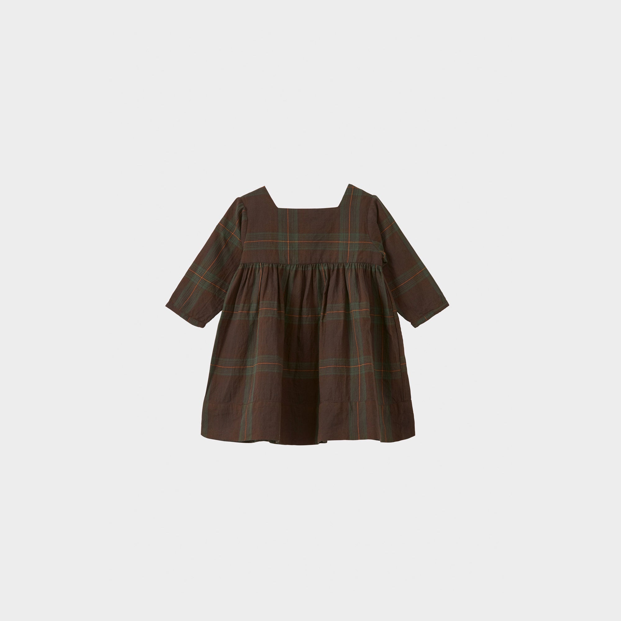 Baby Girls Brown Check Cotton Dress