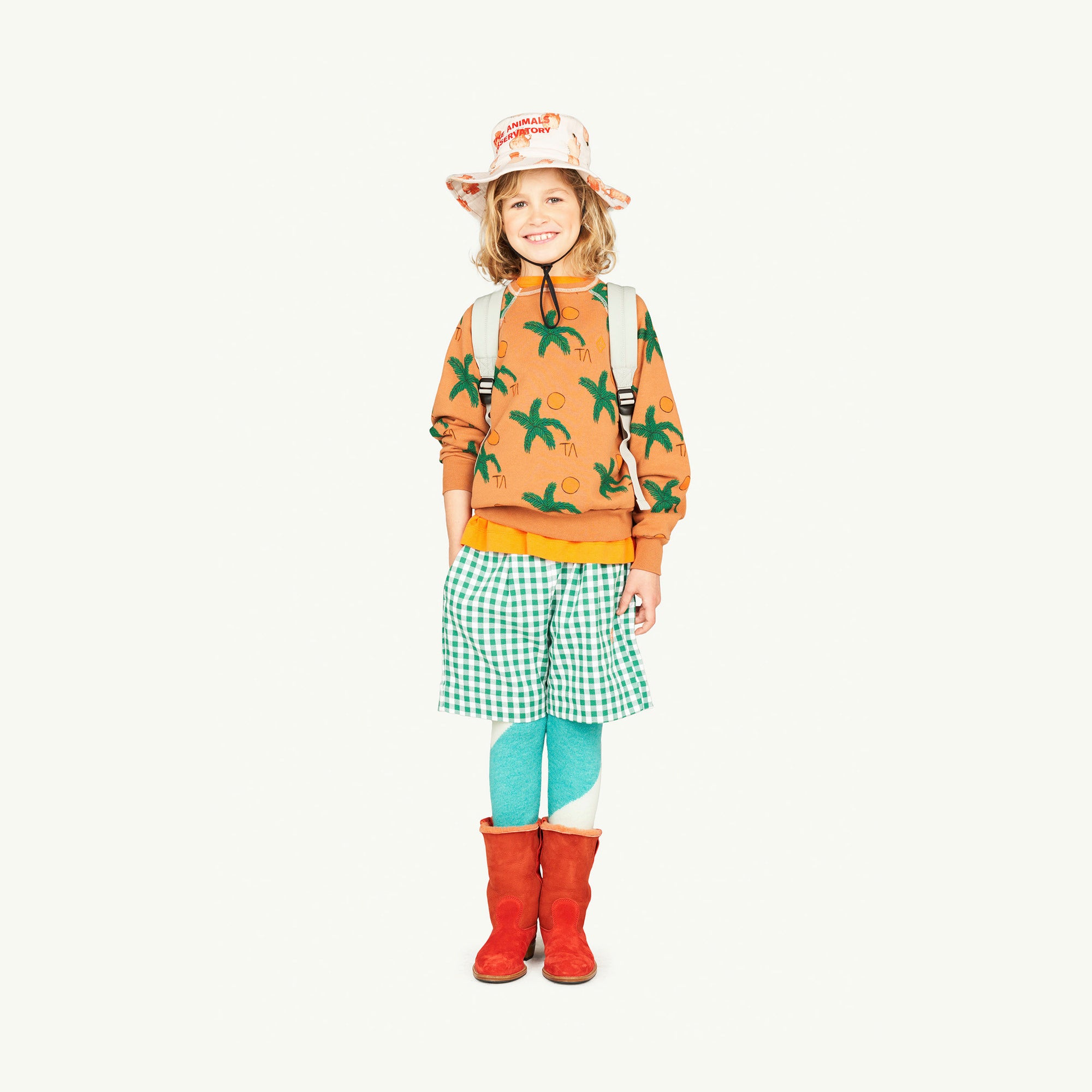 Girls Green Check Cotton Shorts