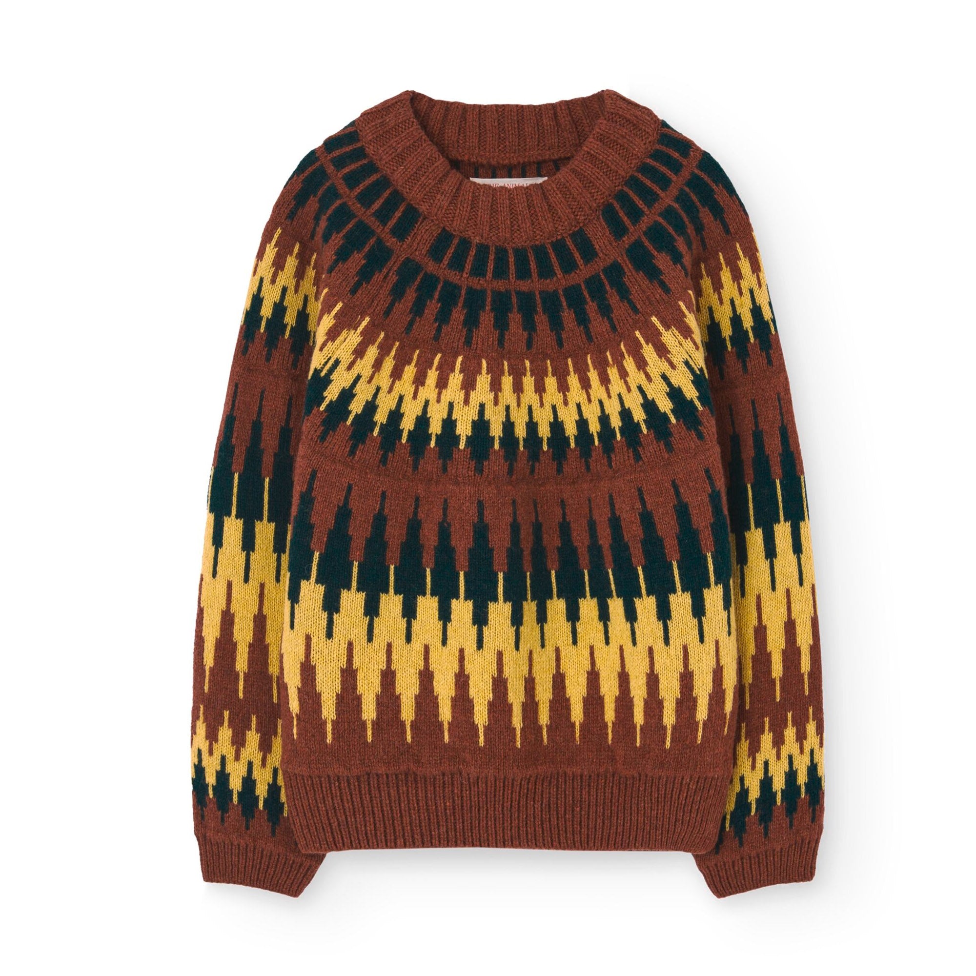 Boys & Girls Brown Jacquard Sweater