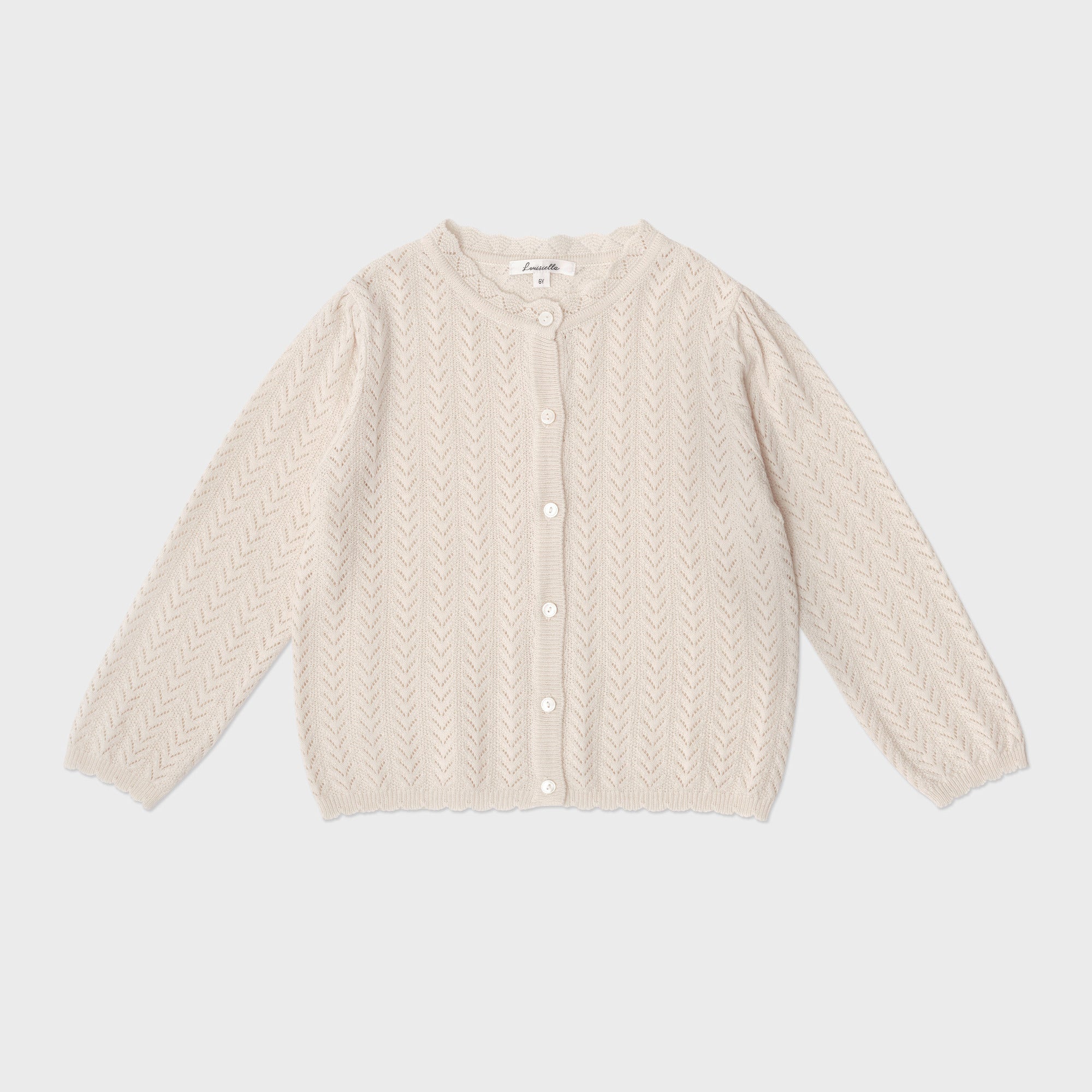 Girls Beige Knit Cardigan