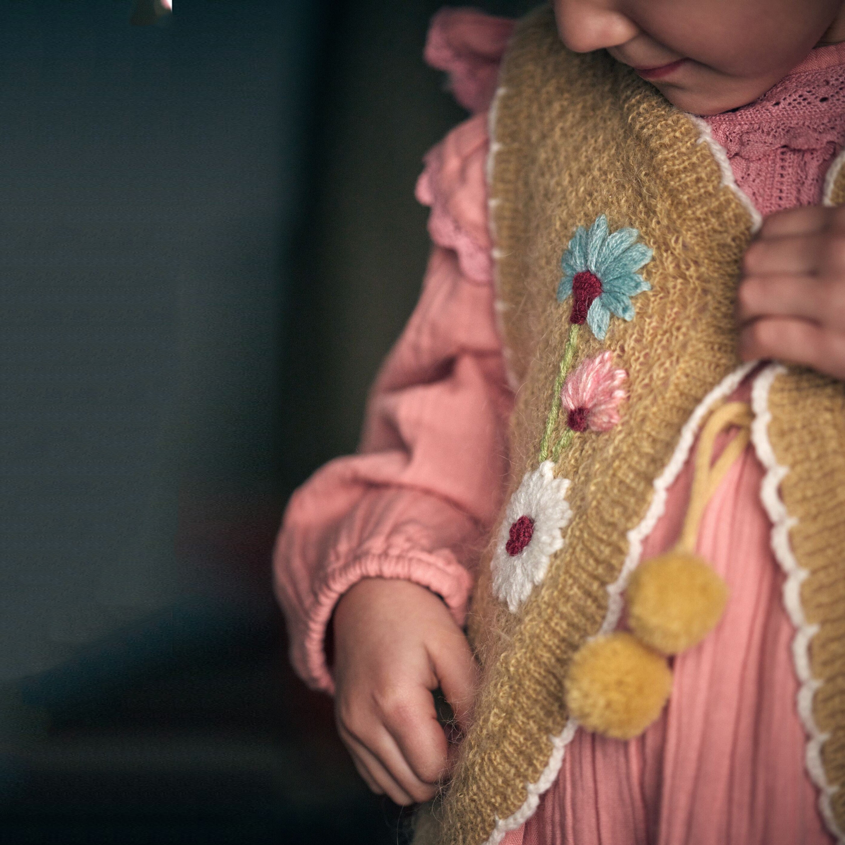 Girls Yellow Embroidered Gilet