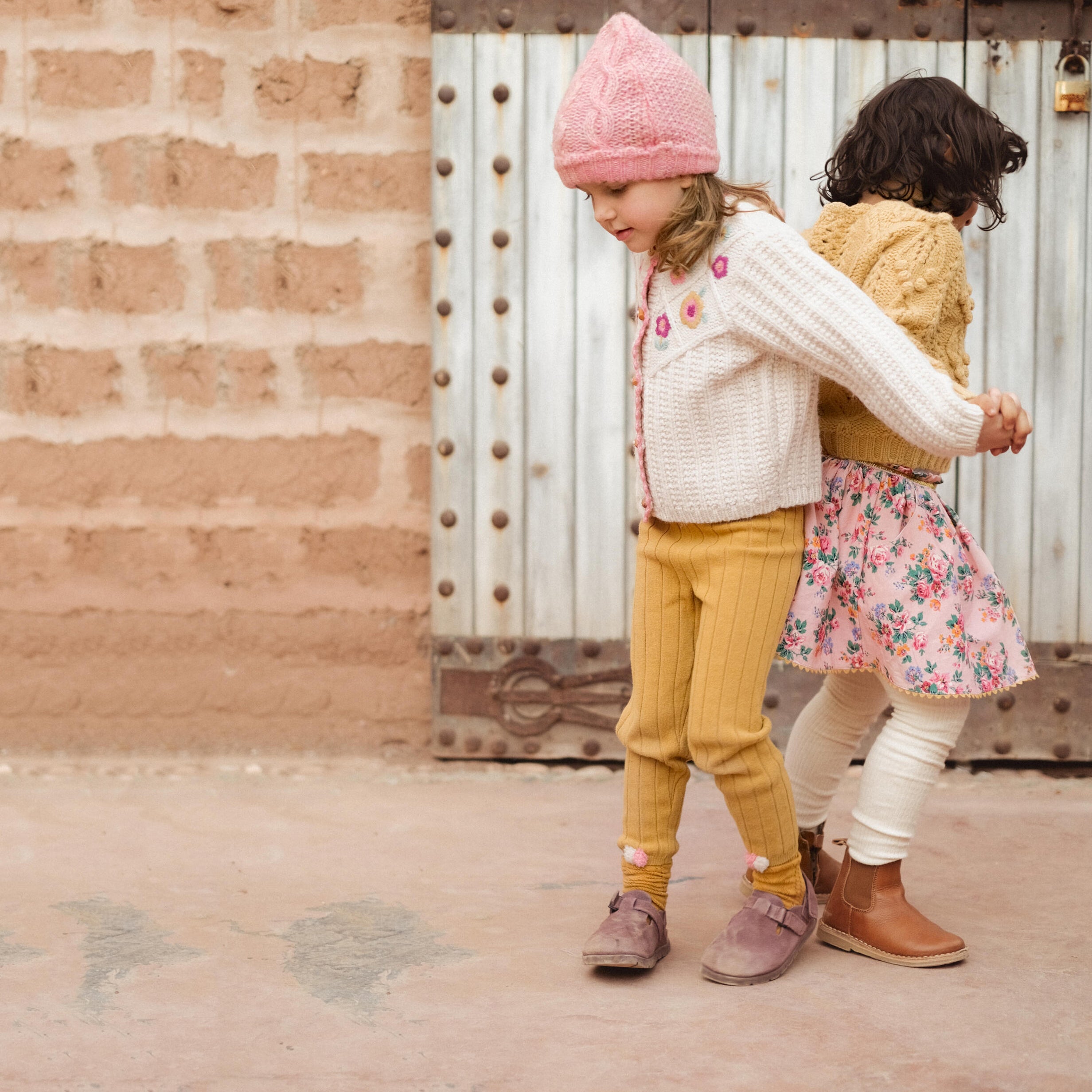 Girls Yellow Cotton Leggings