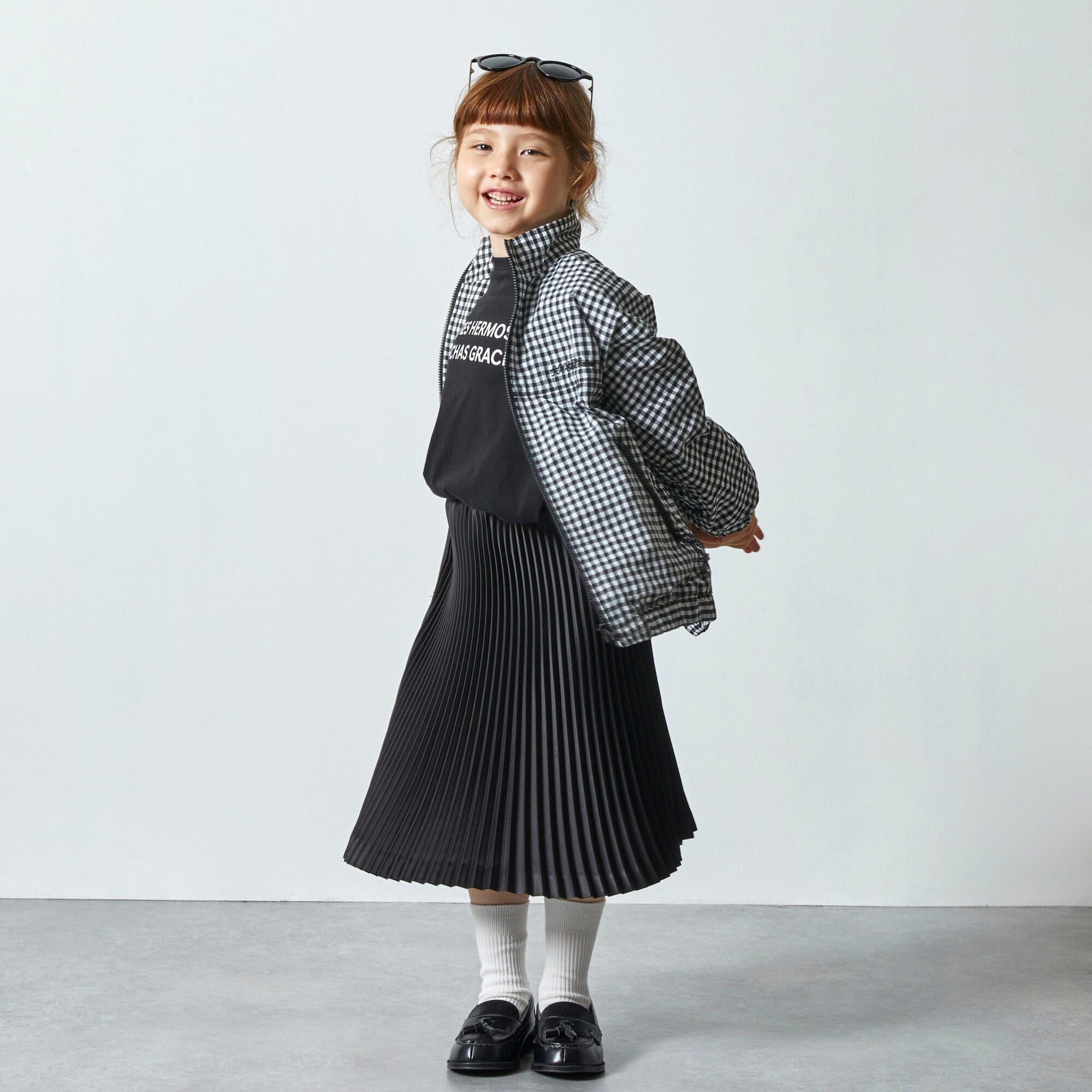 Boys & Girls Black Houndstooth Zip-Up Jacket