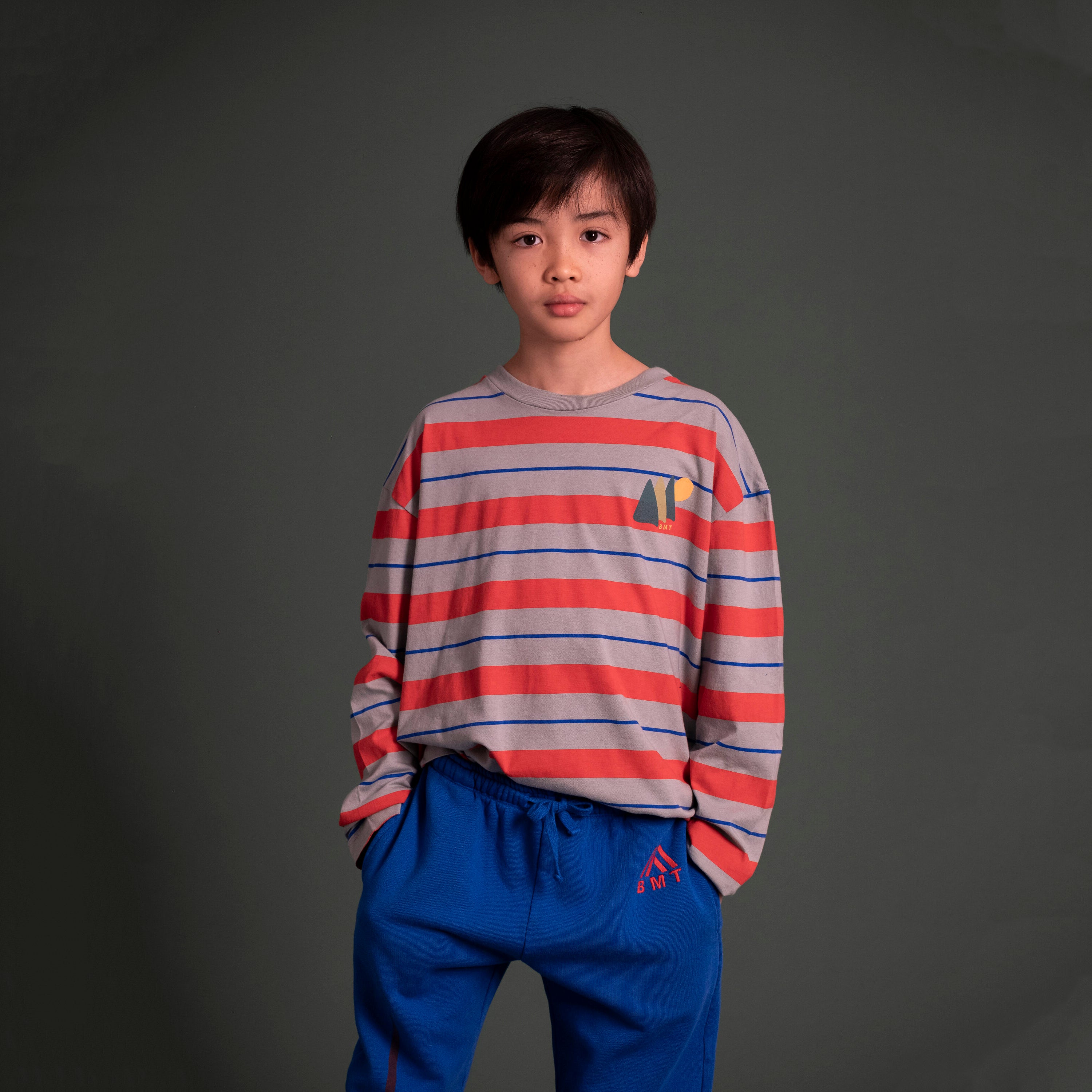 Boys & Girls Ice Blue Stripes Cotton T-Shirt