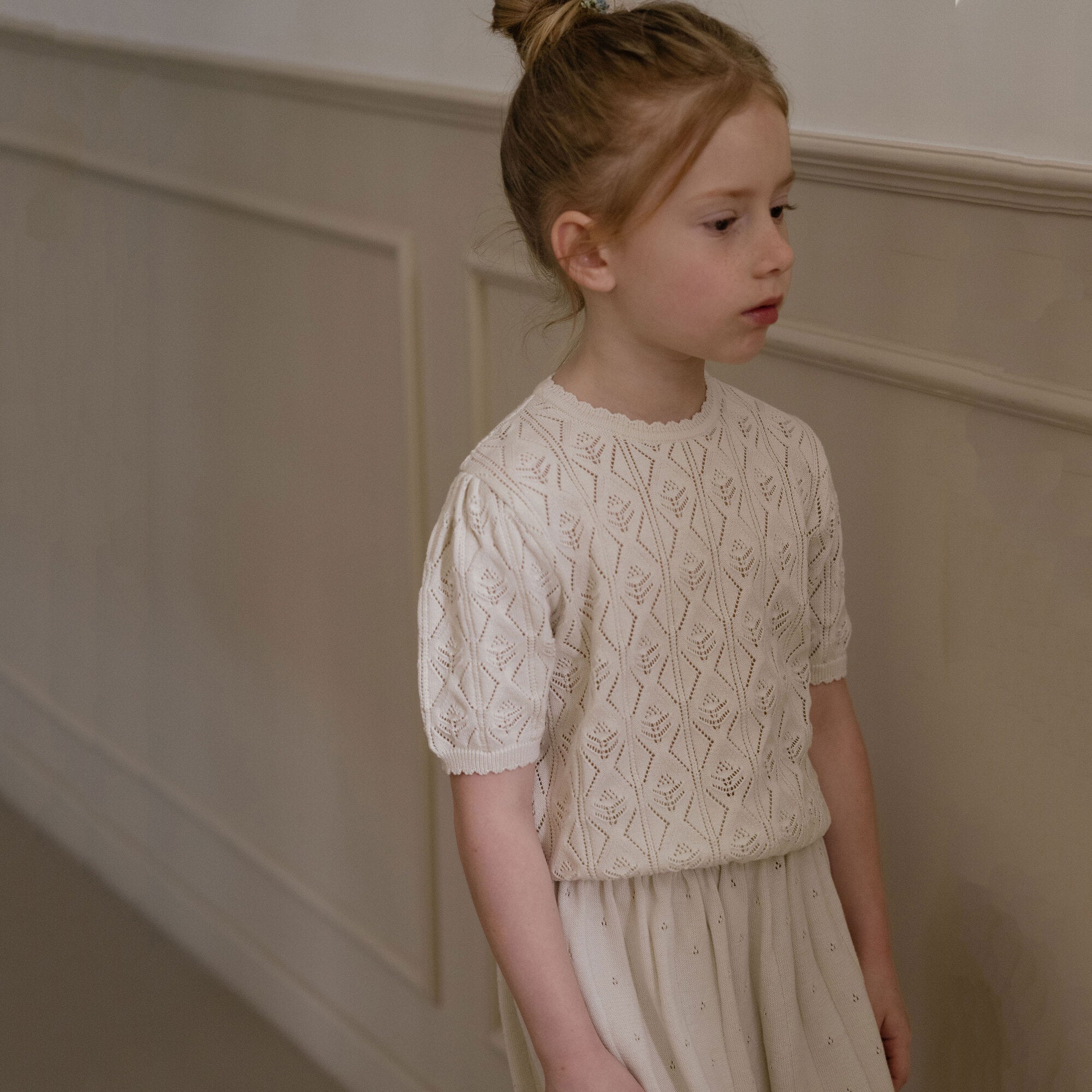 Girls Beige Knit Skirt