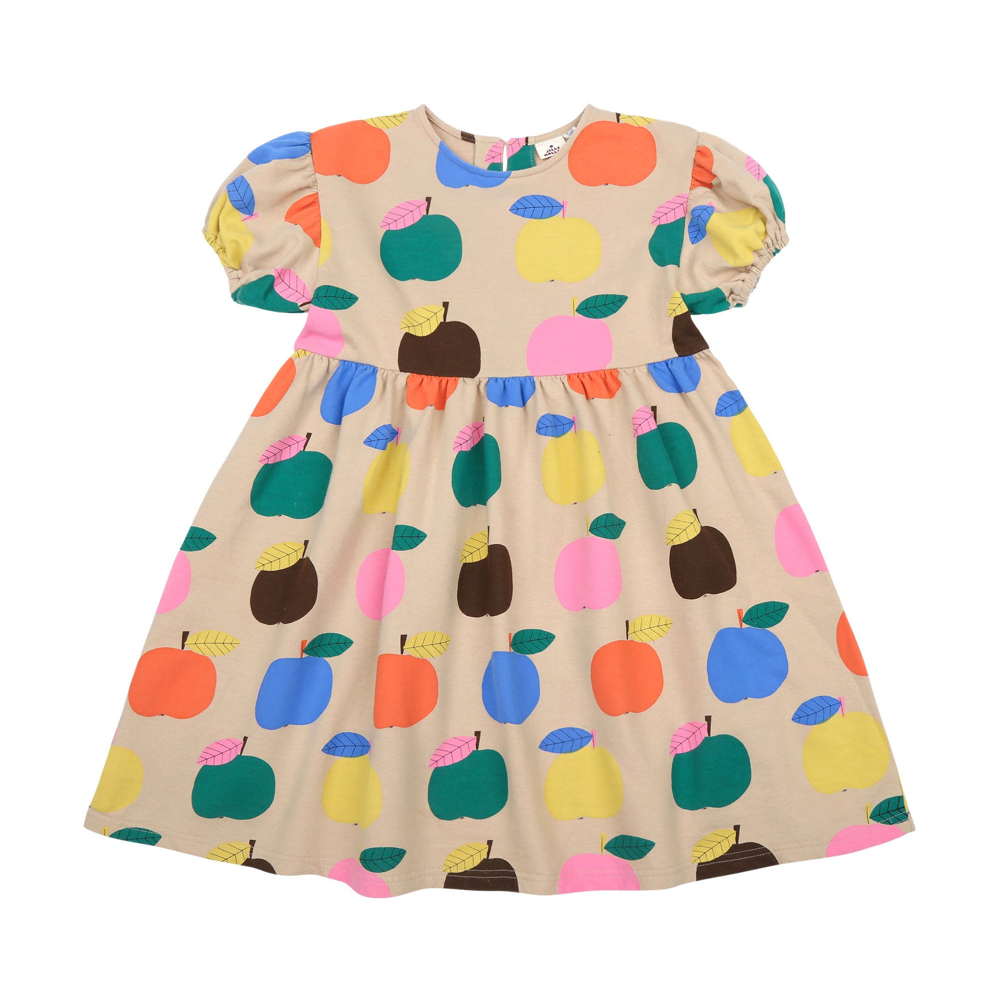 Girls Beige Printed Cotton Dress