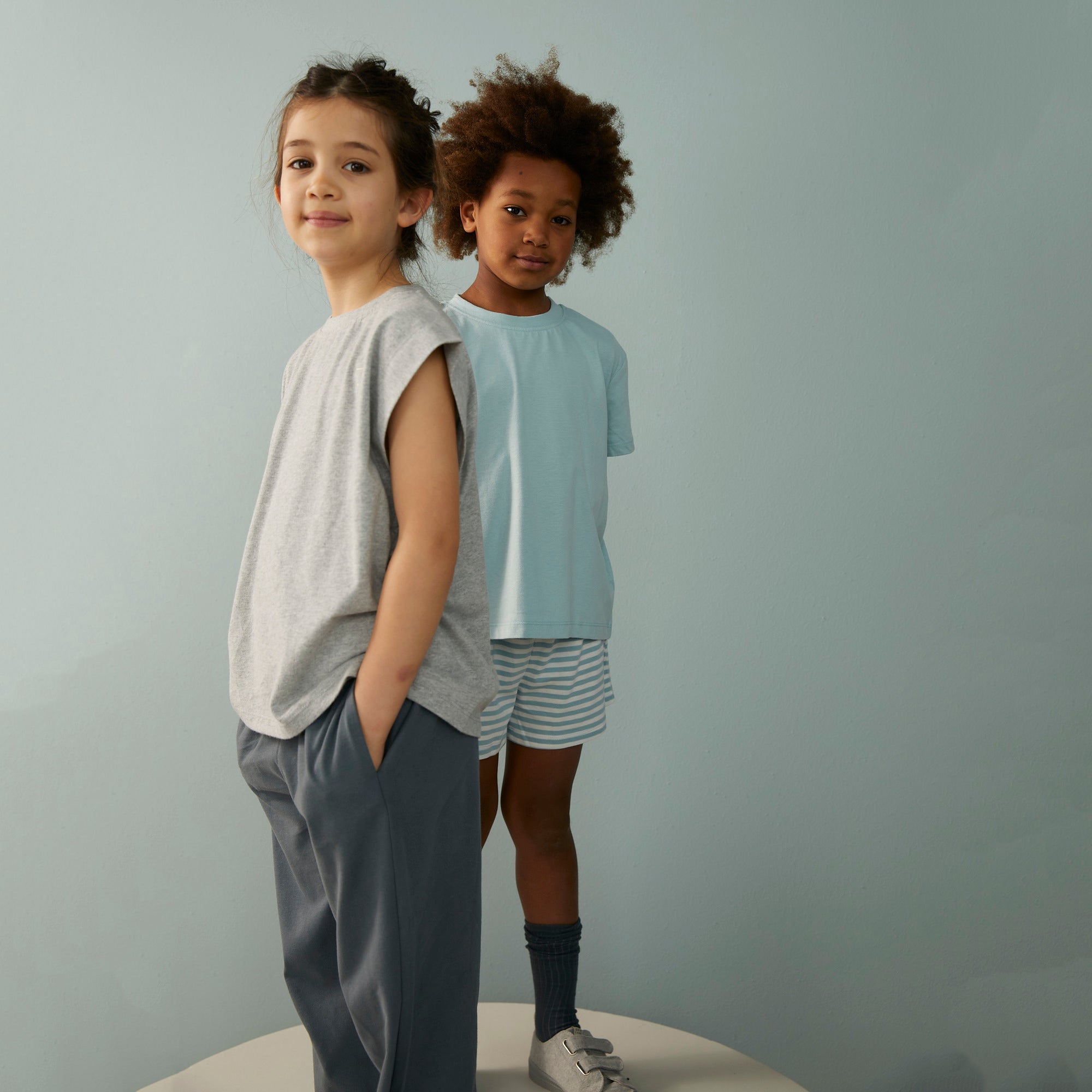 Boys & Girls Grey Cotton T-Shirt
