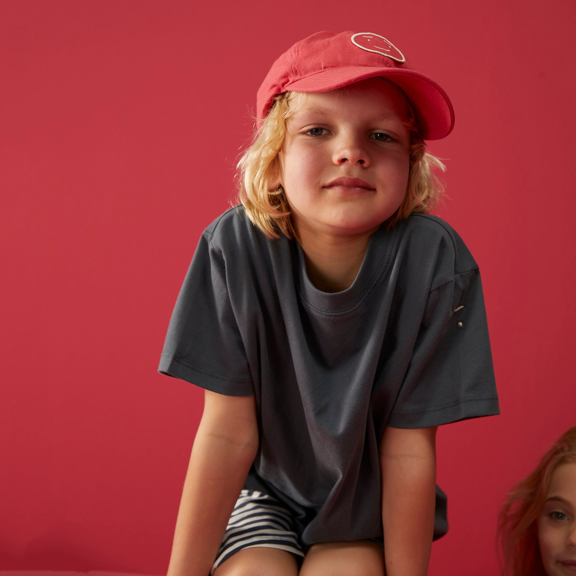 Boys & Girls Blue Grey Cotton T-Shirt
