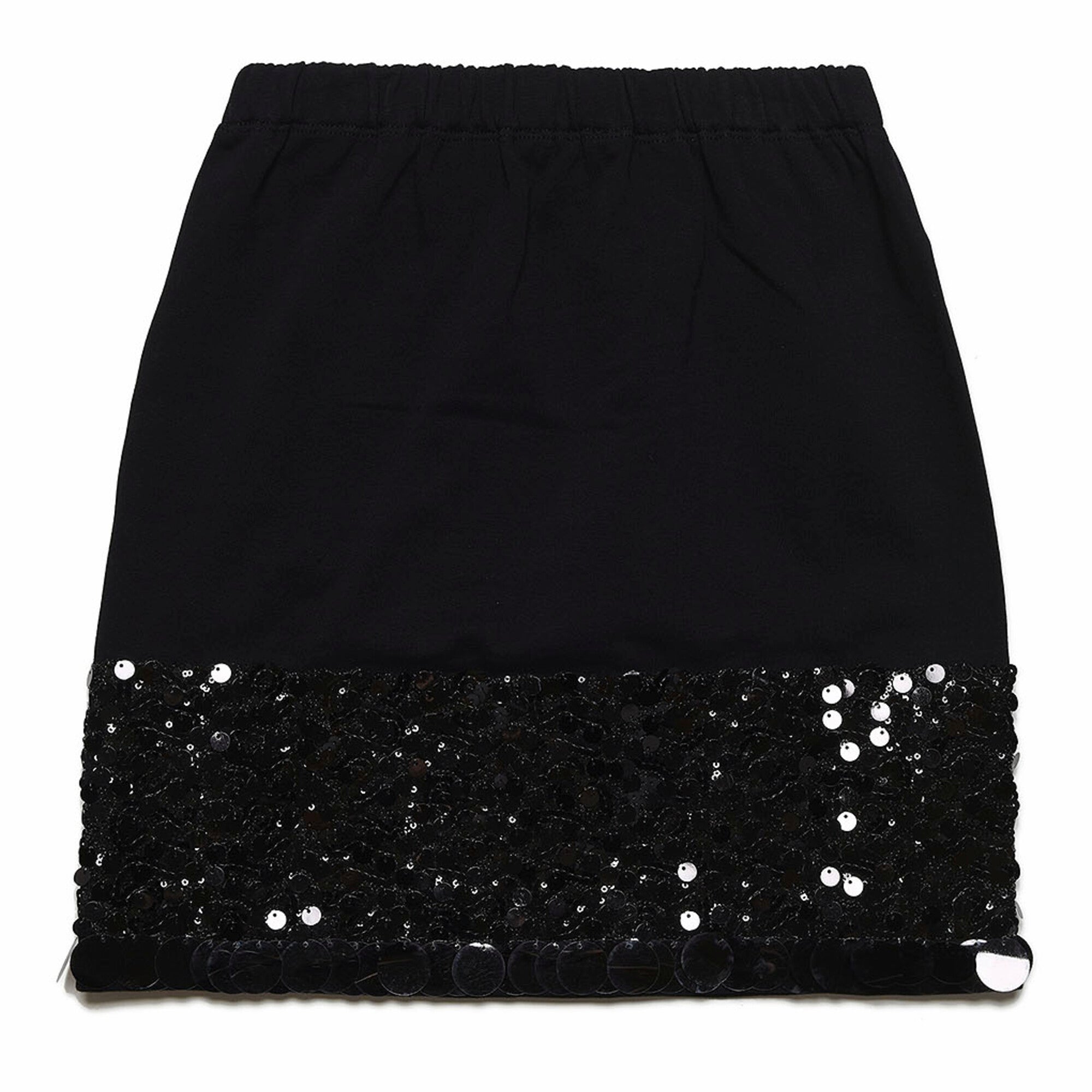 Girls Black Sequin Cotton Skirt