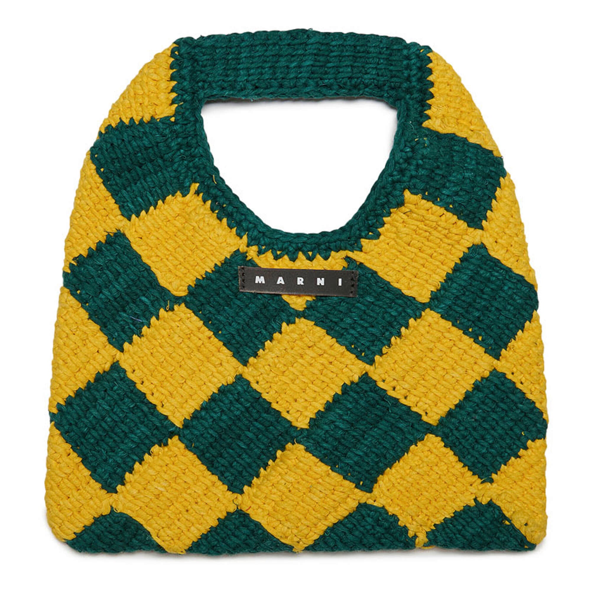 Girls Green Check Crochet Handbag