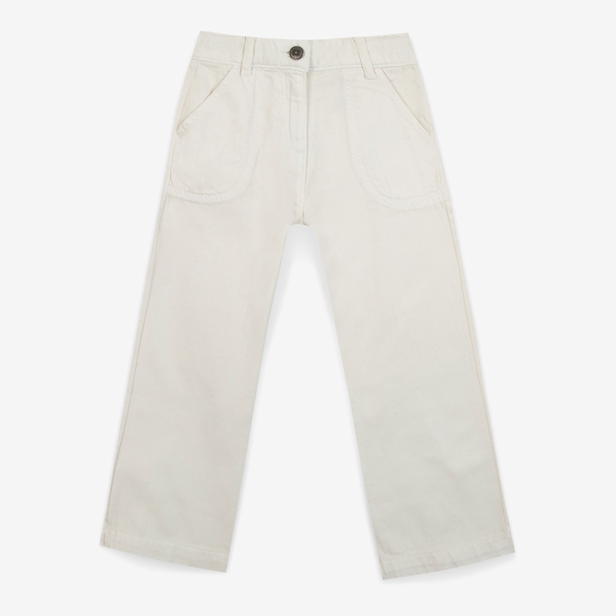 Girls White Cotton Trousers