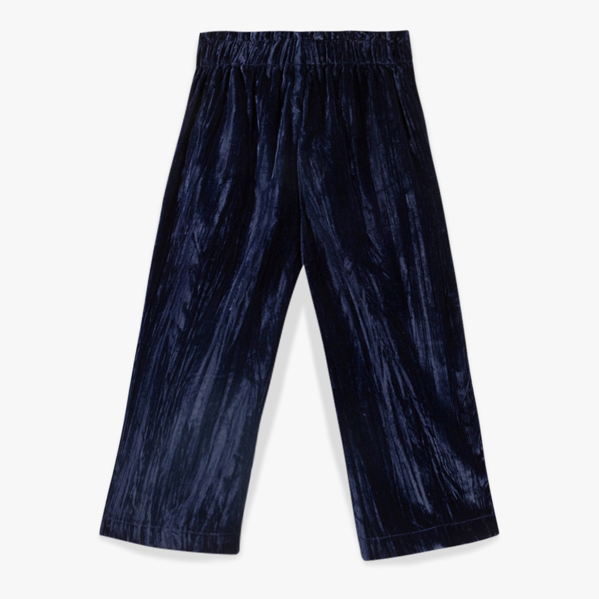 Girls Navy Velvet Trousers