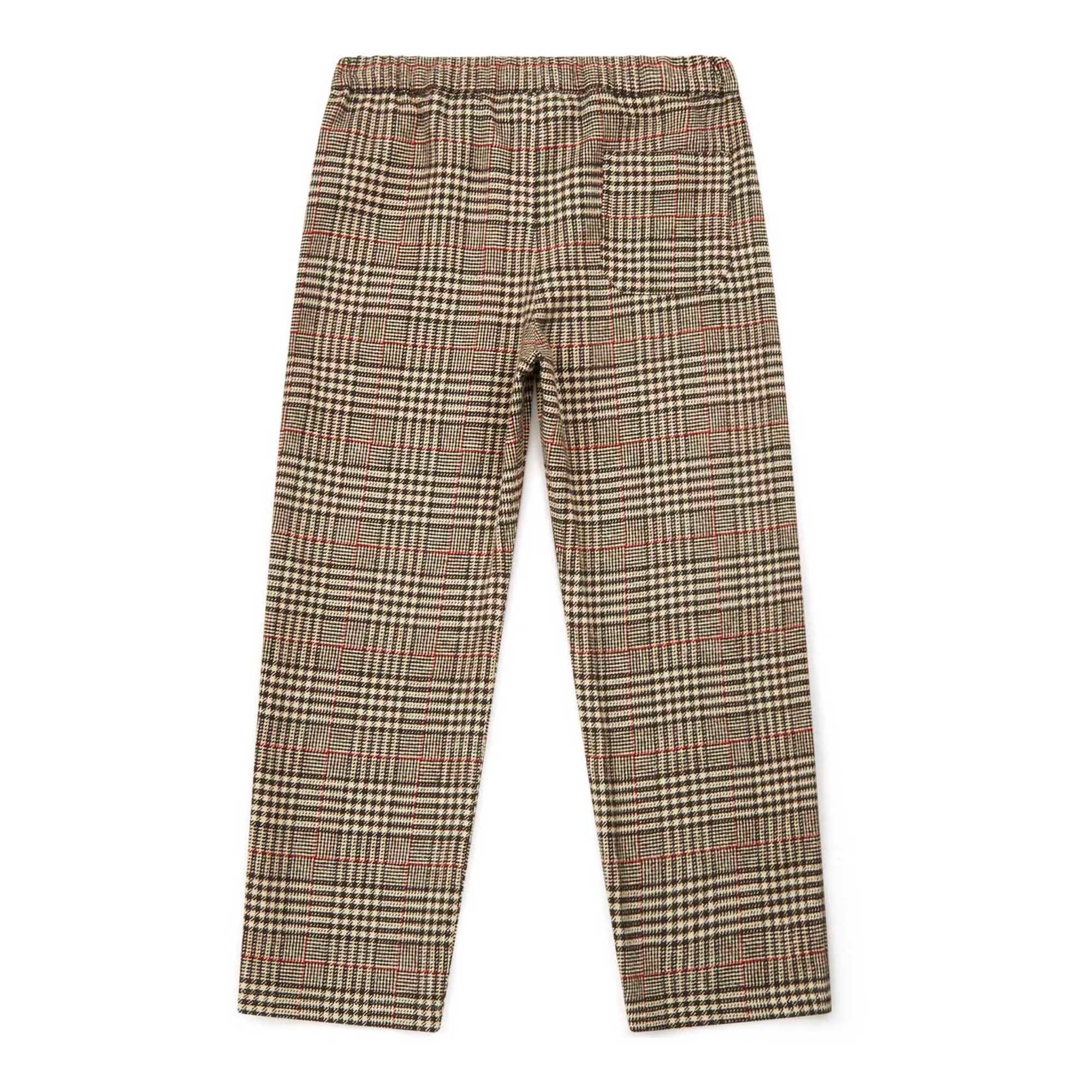 Boys Beige Check Cotton Trousers