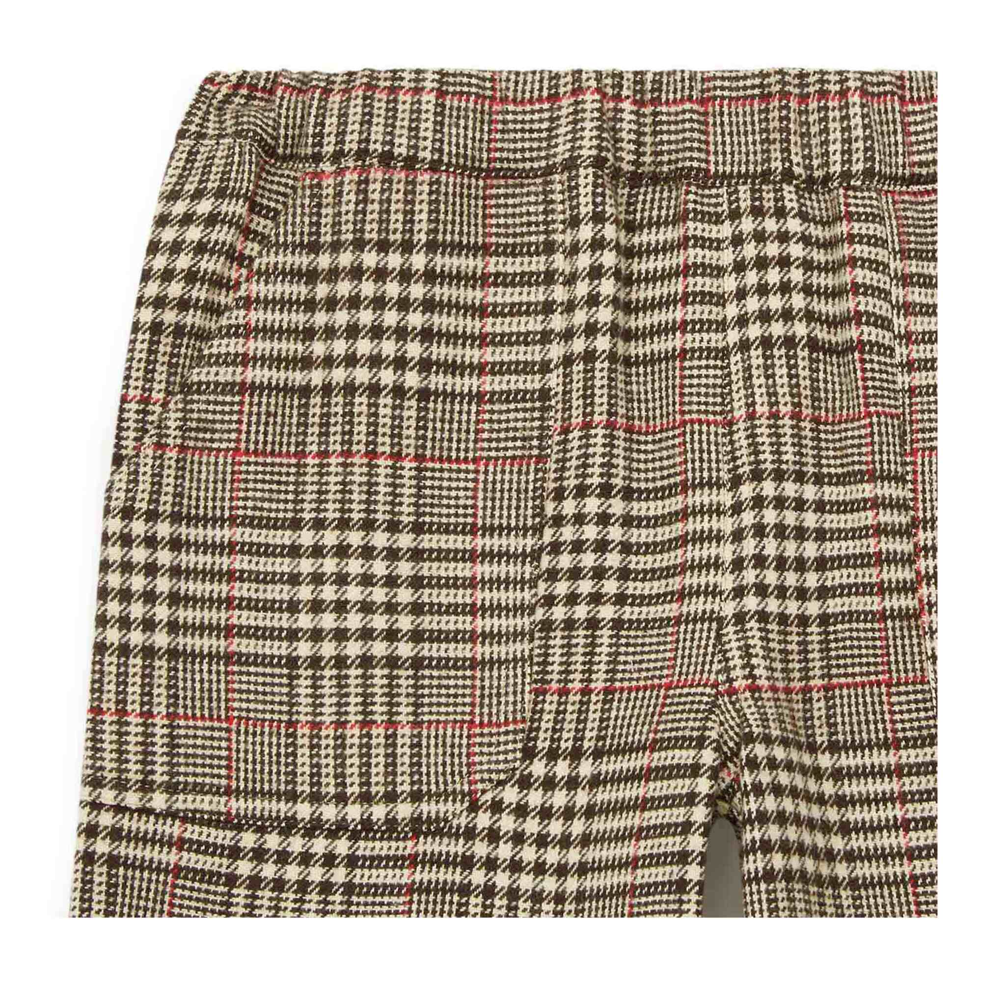 Boys Beige Check Cotton Trousers