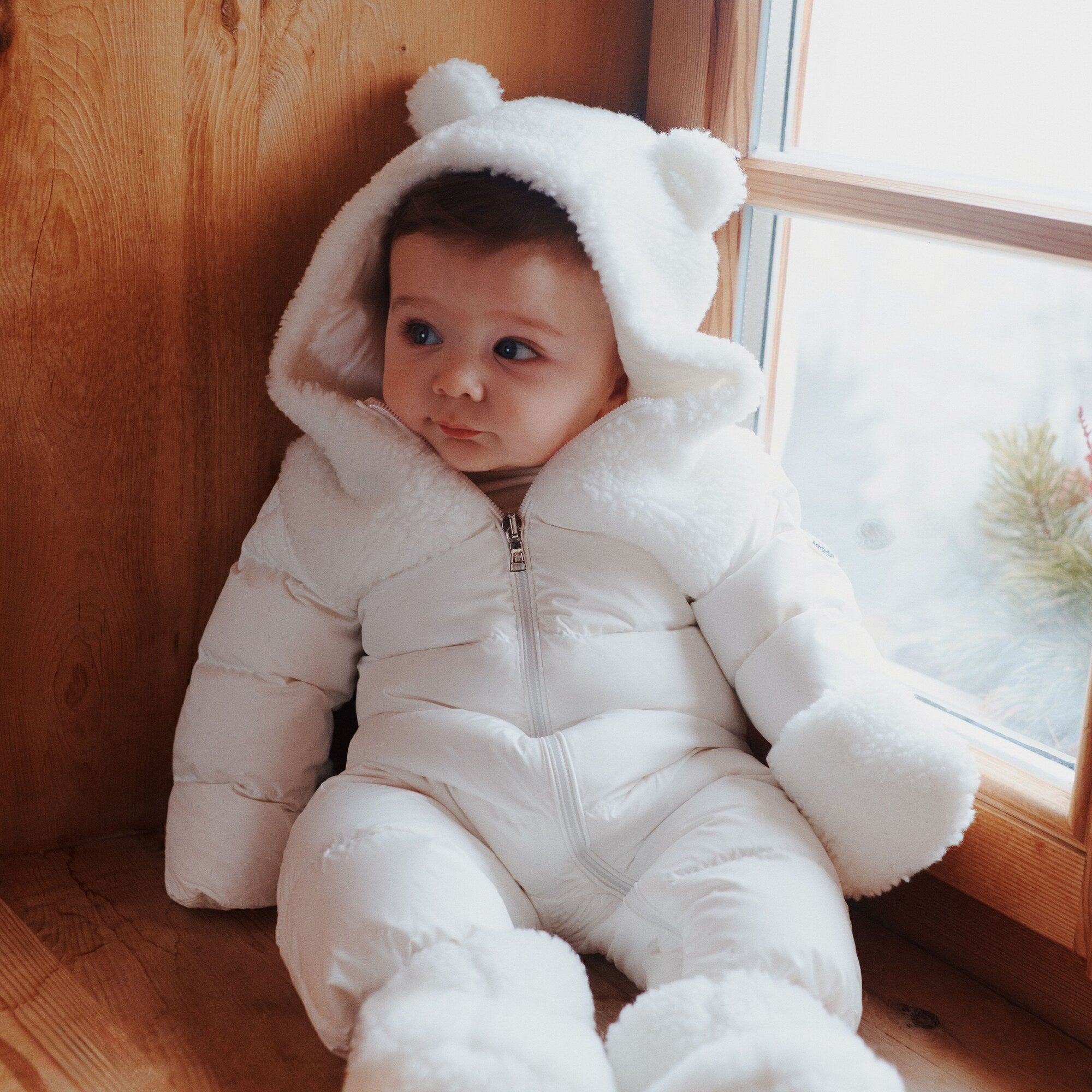 Baby Boys & Girls White Padded Down Babysuit