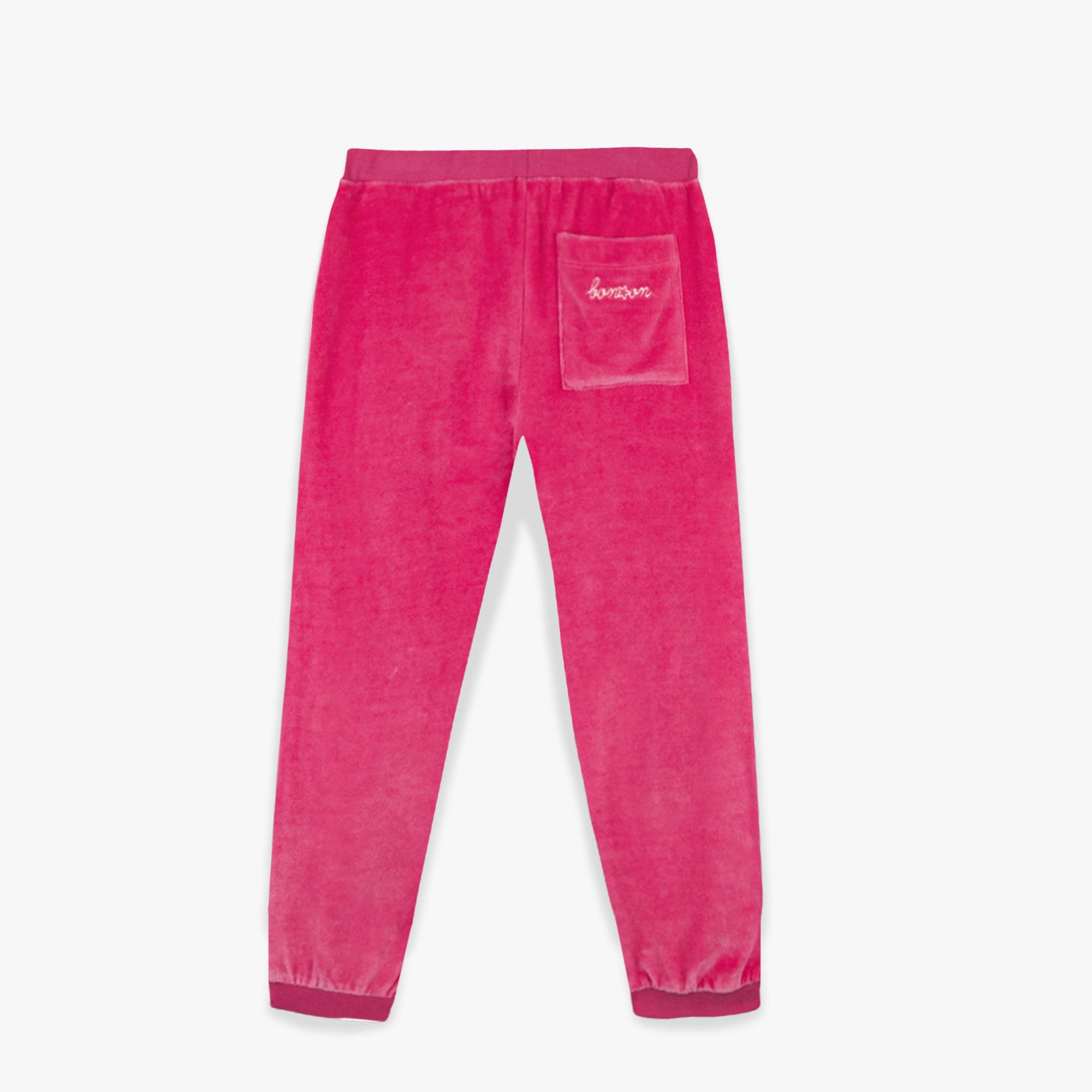 Girls Fuchsia Velvet Trousers