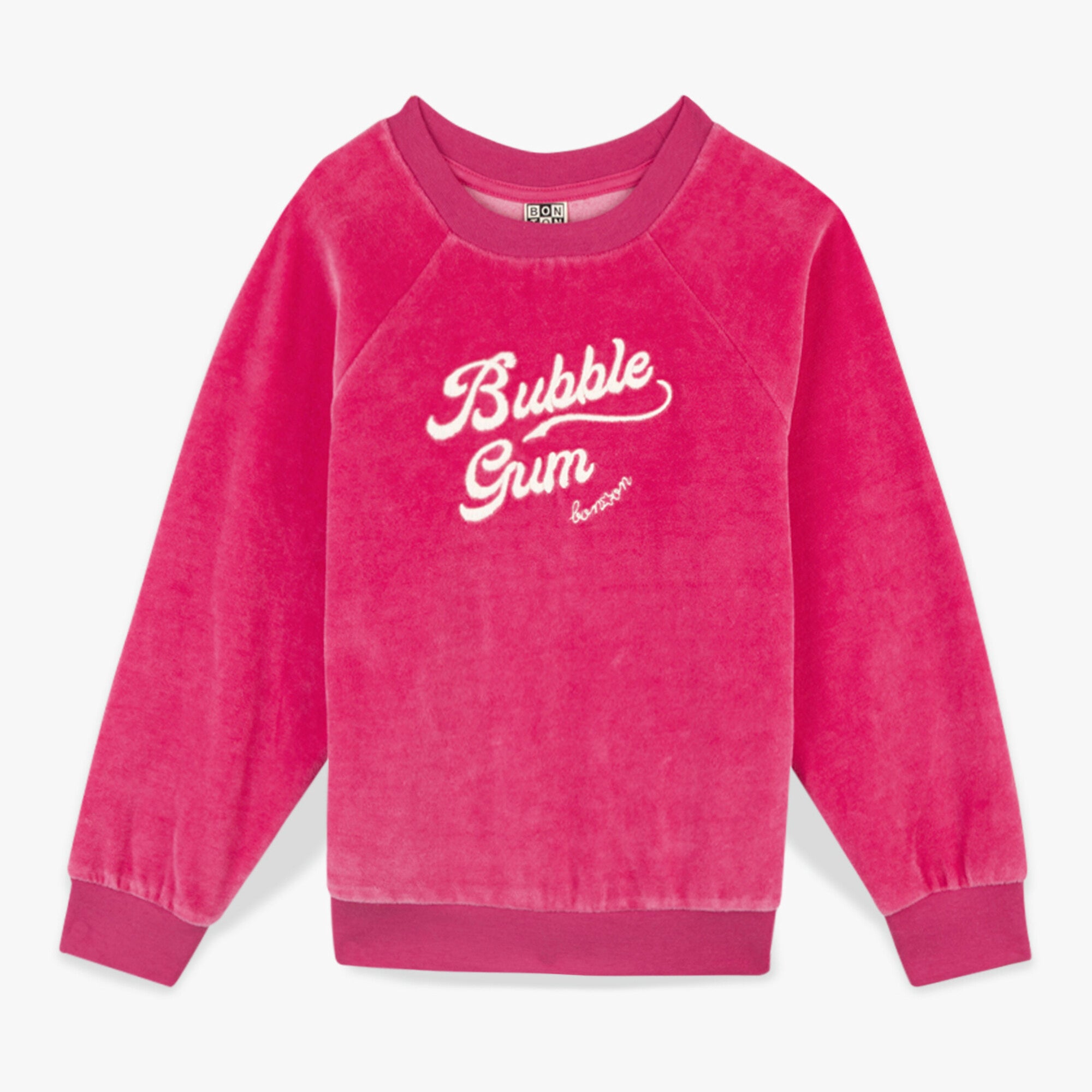 Girls Fuchsia Velvet Sweatshirt