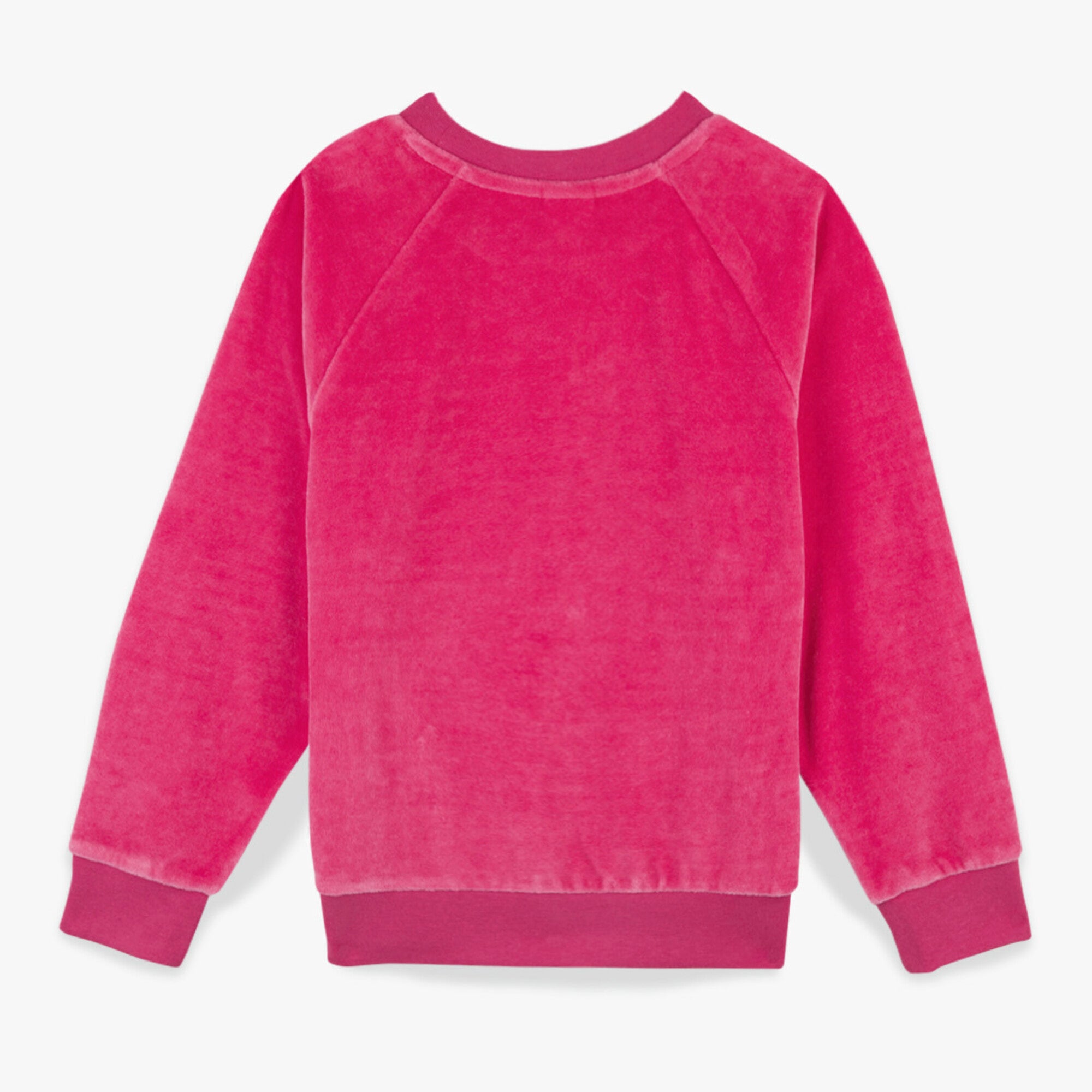 Girls Fuchsia Velvet Sweatshirt