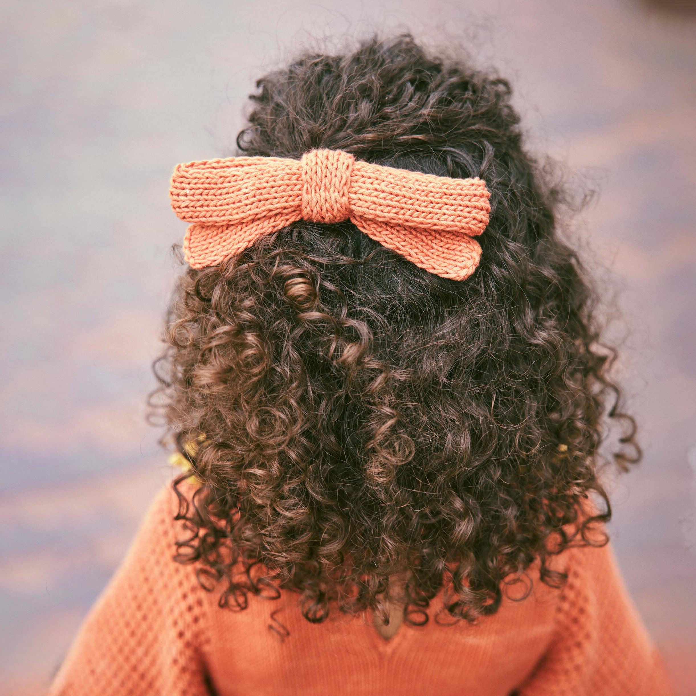 Girls Orange Bow Hair Clips