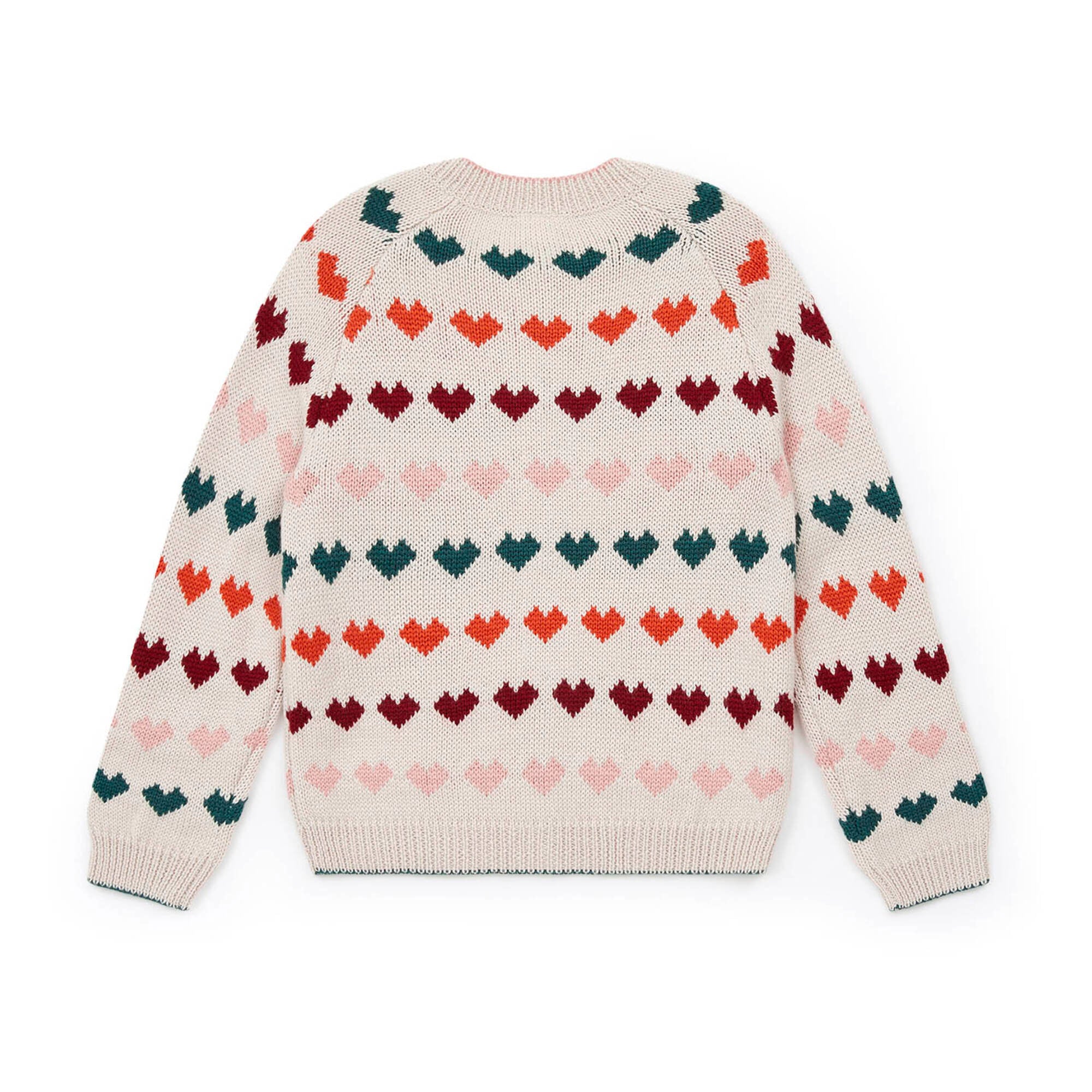 Girls White Heart Wool Cardigan