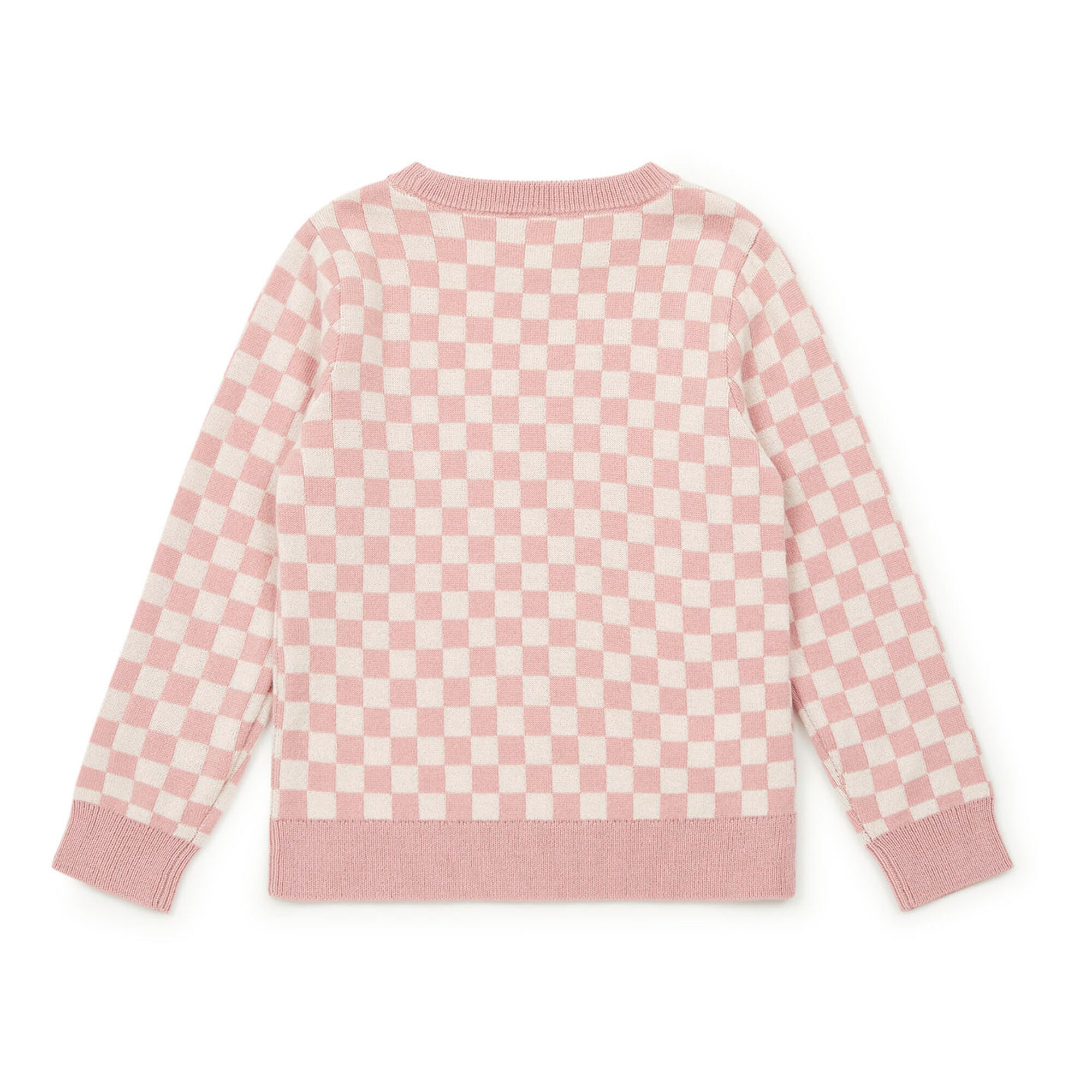 Girls Pink Check Wool Sweater