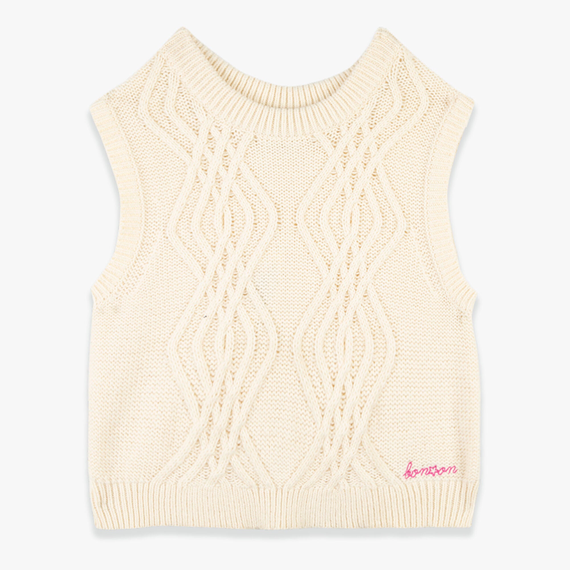 Girls White Knit Vest