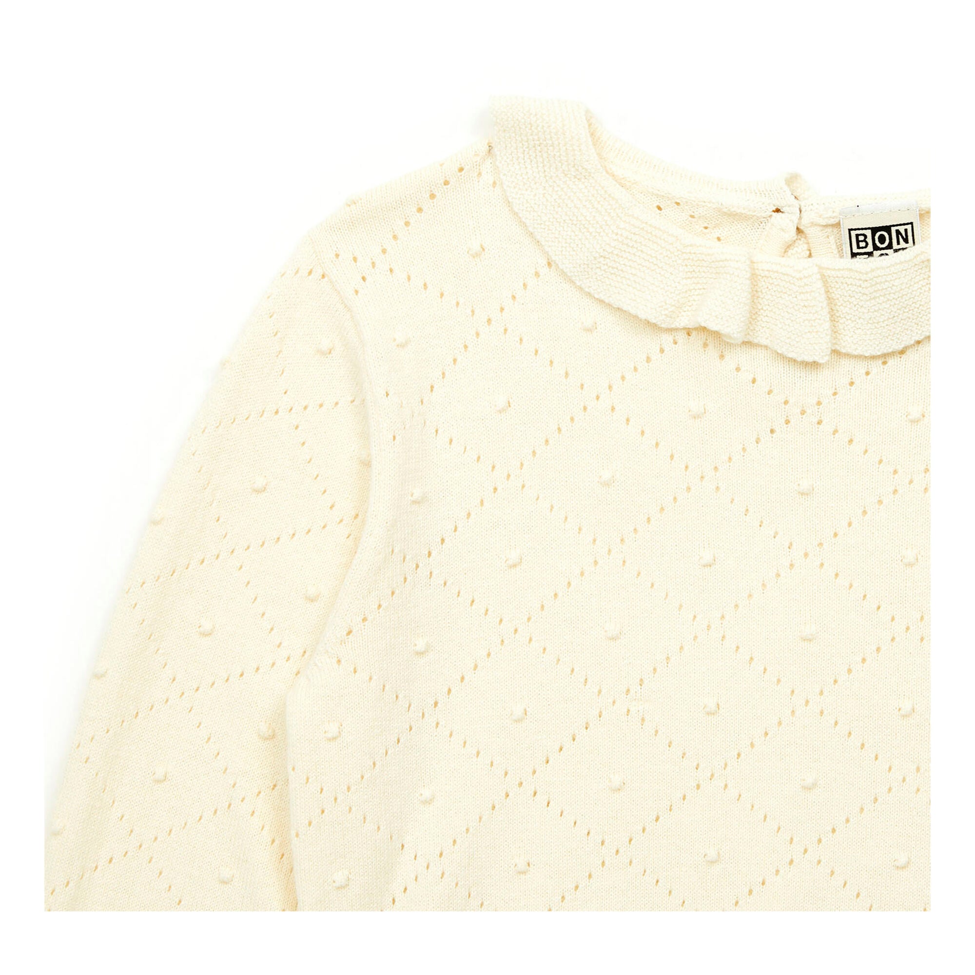 Girls White Hollow Sweater