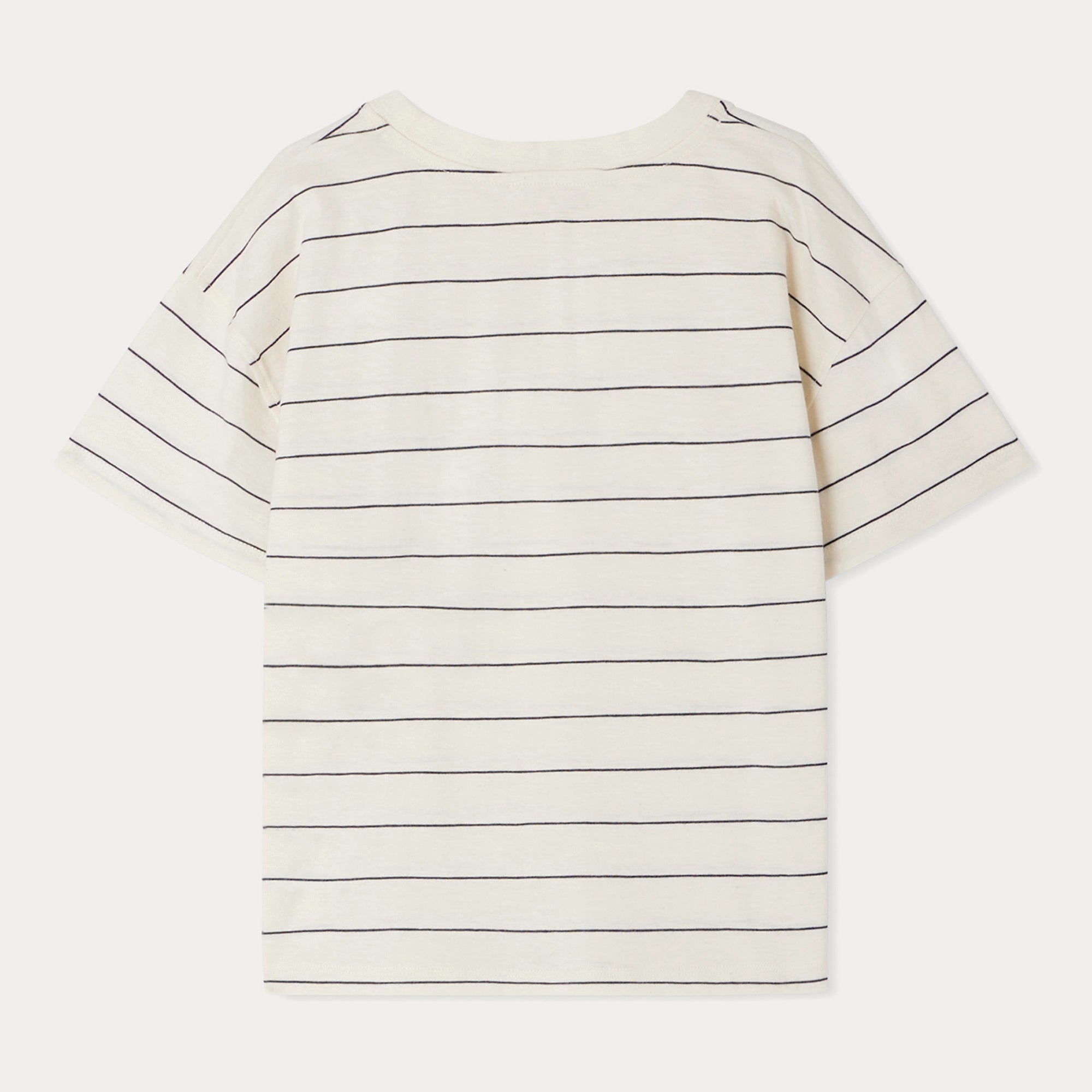 Boys White Stripes Cotton T-Shirt