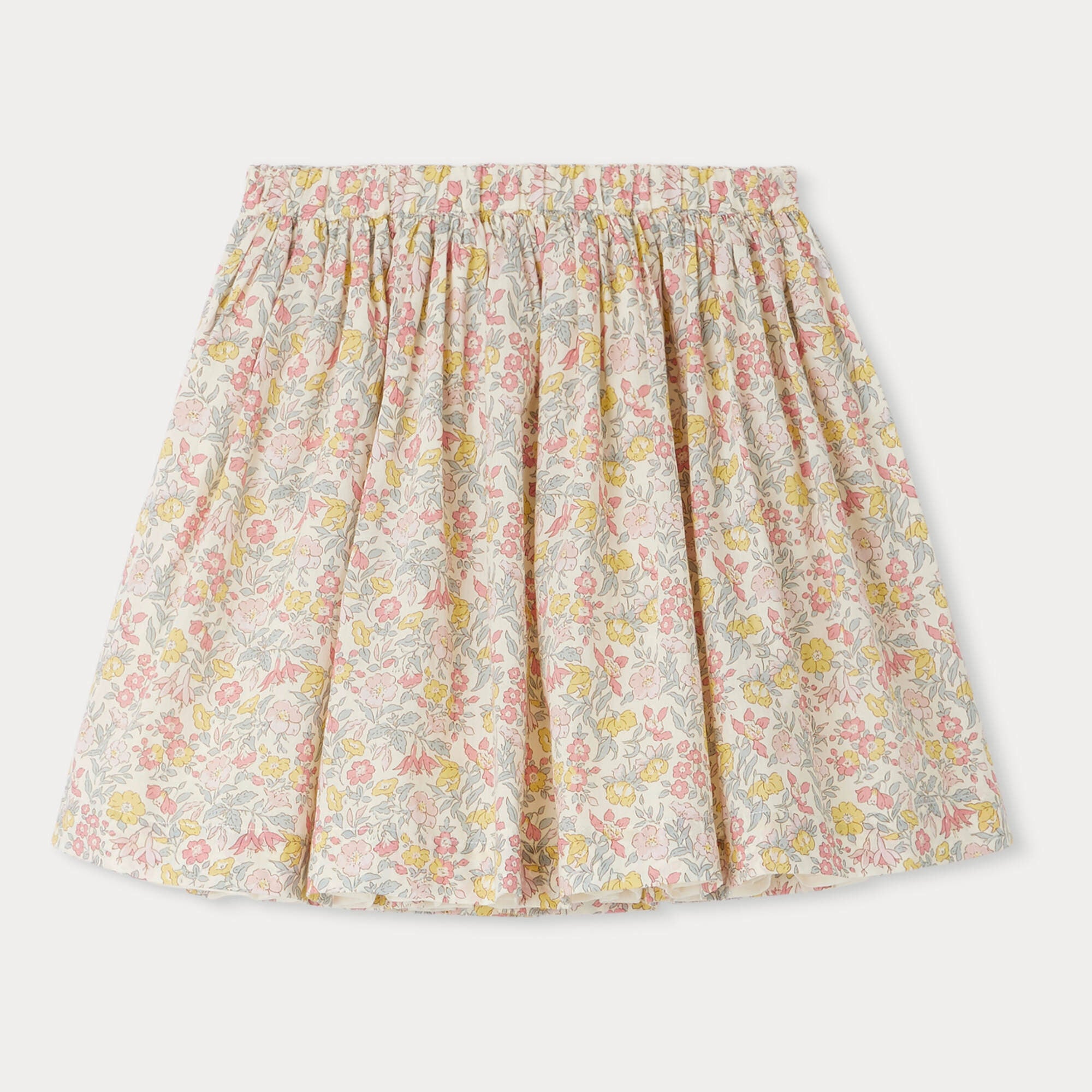 Girls Pink Floral Cotton Skirt