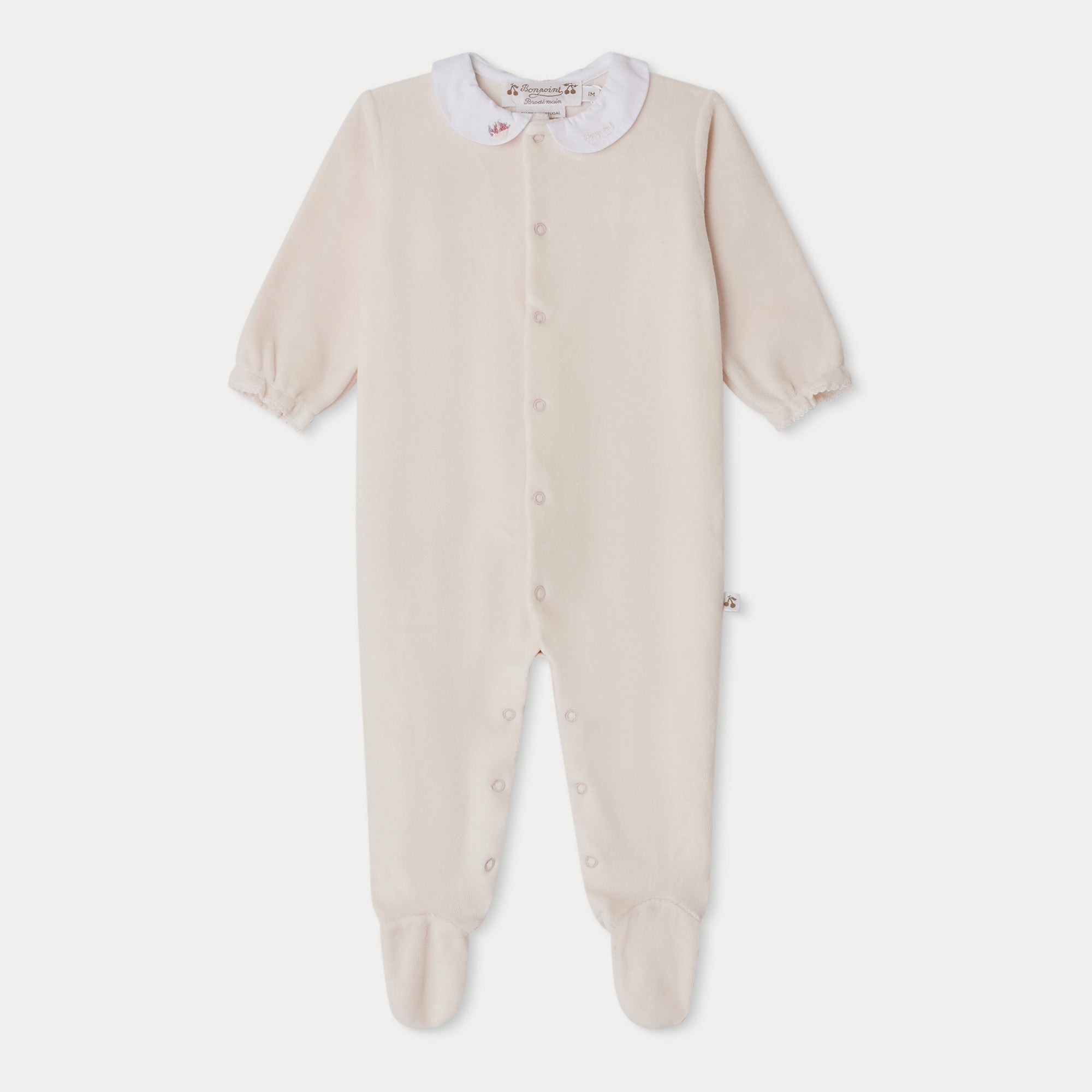 Baby Girls Pale Pink Velvet Babysuit