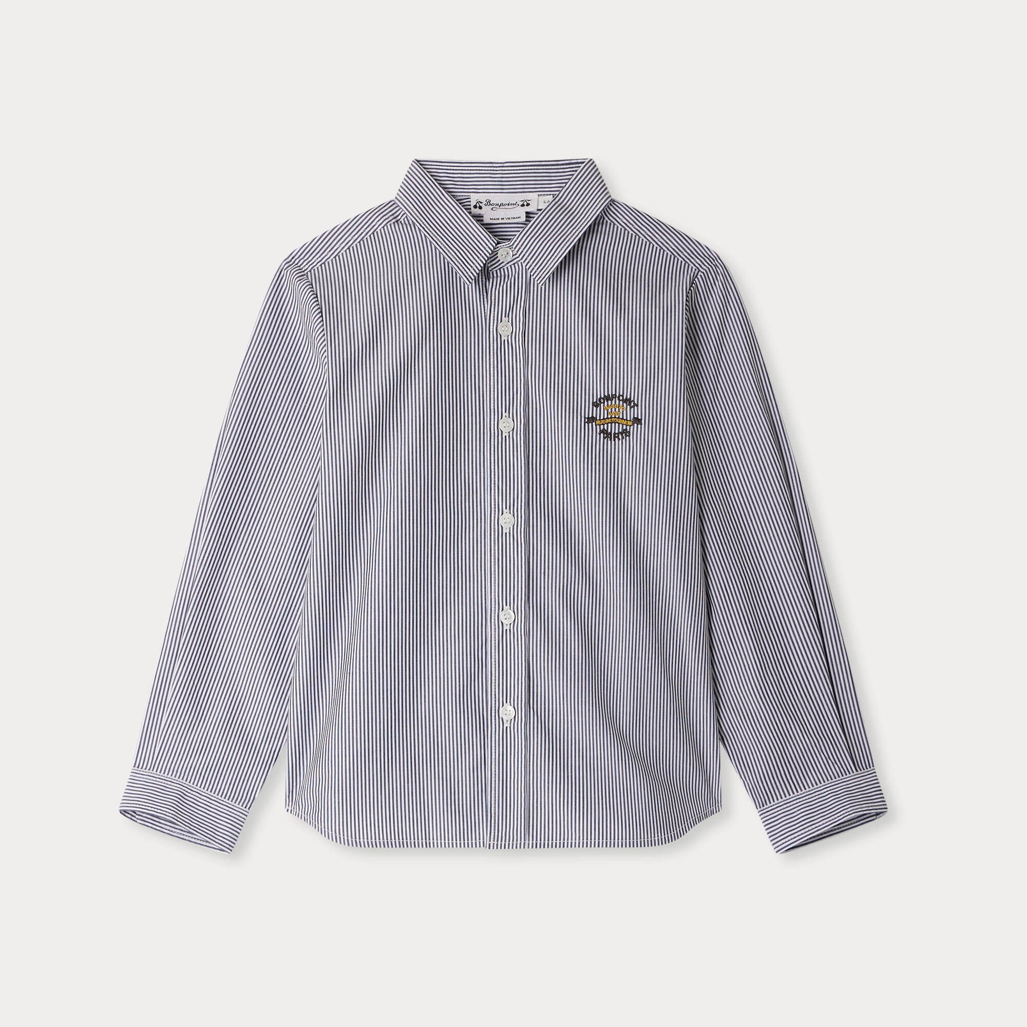 Boys Black Stripes Cotton Shirt