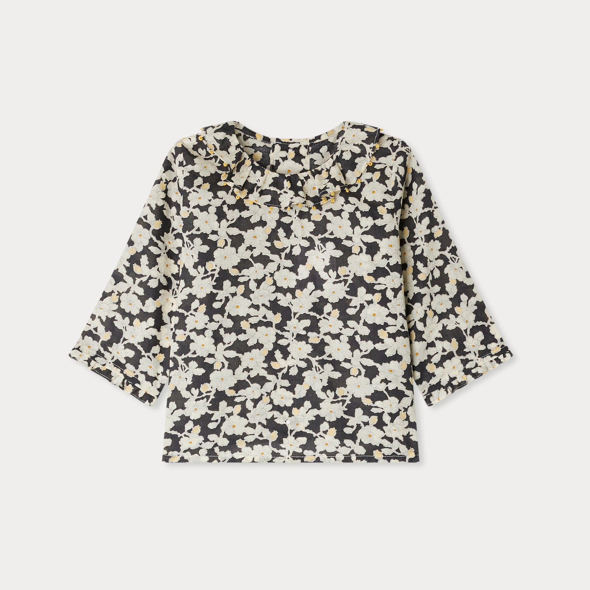 Baby Girls Black Printed Cotton Shirt
