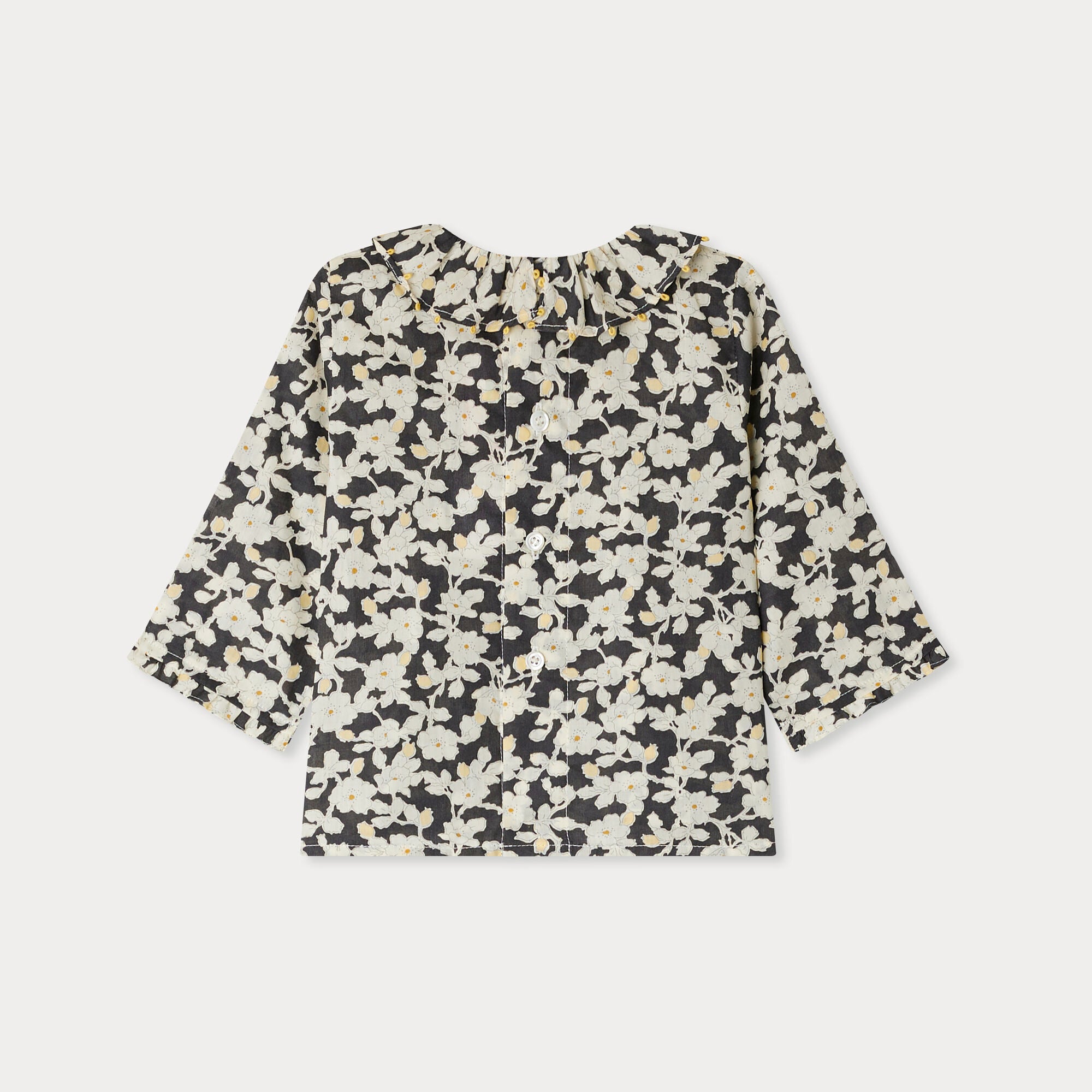 Baby Girls Black Printed Cotton Shirt