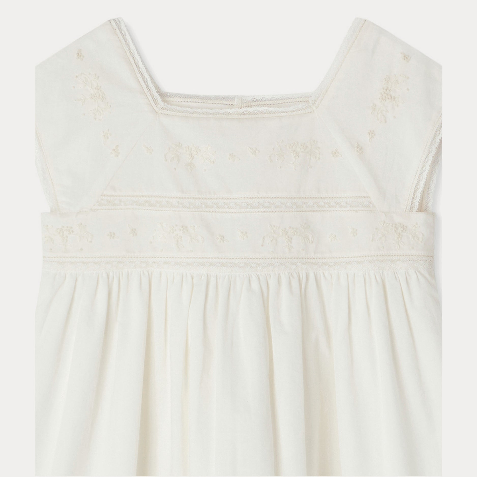 Girls White Embroidered Cotton Dress