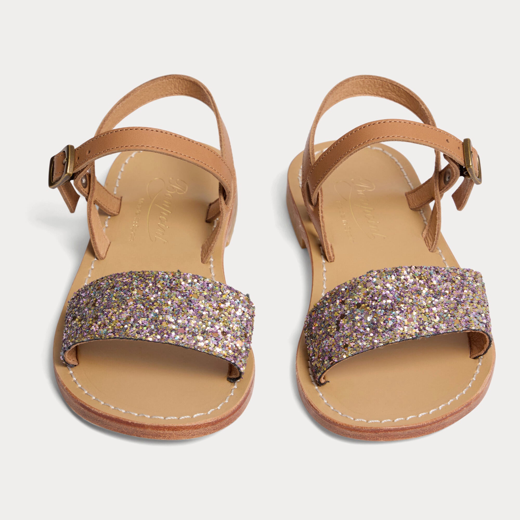 Girls Brown Glitter Sandals